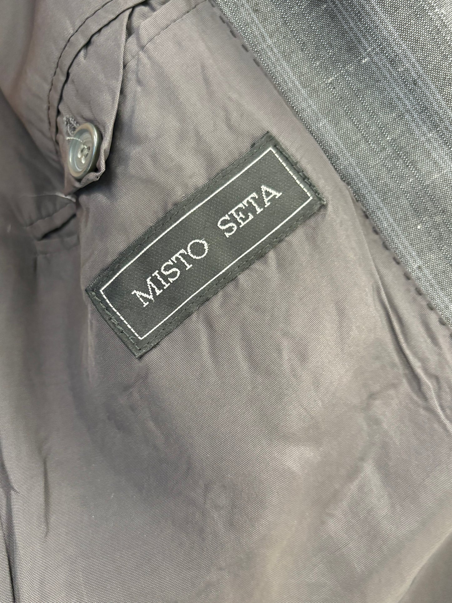 Sacou vintage din stofă din mix de mătase naturală cu dungi fine verticale