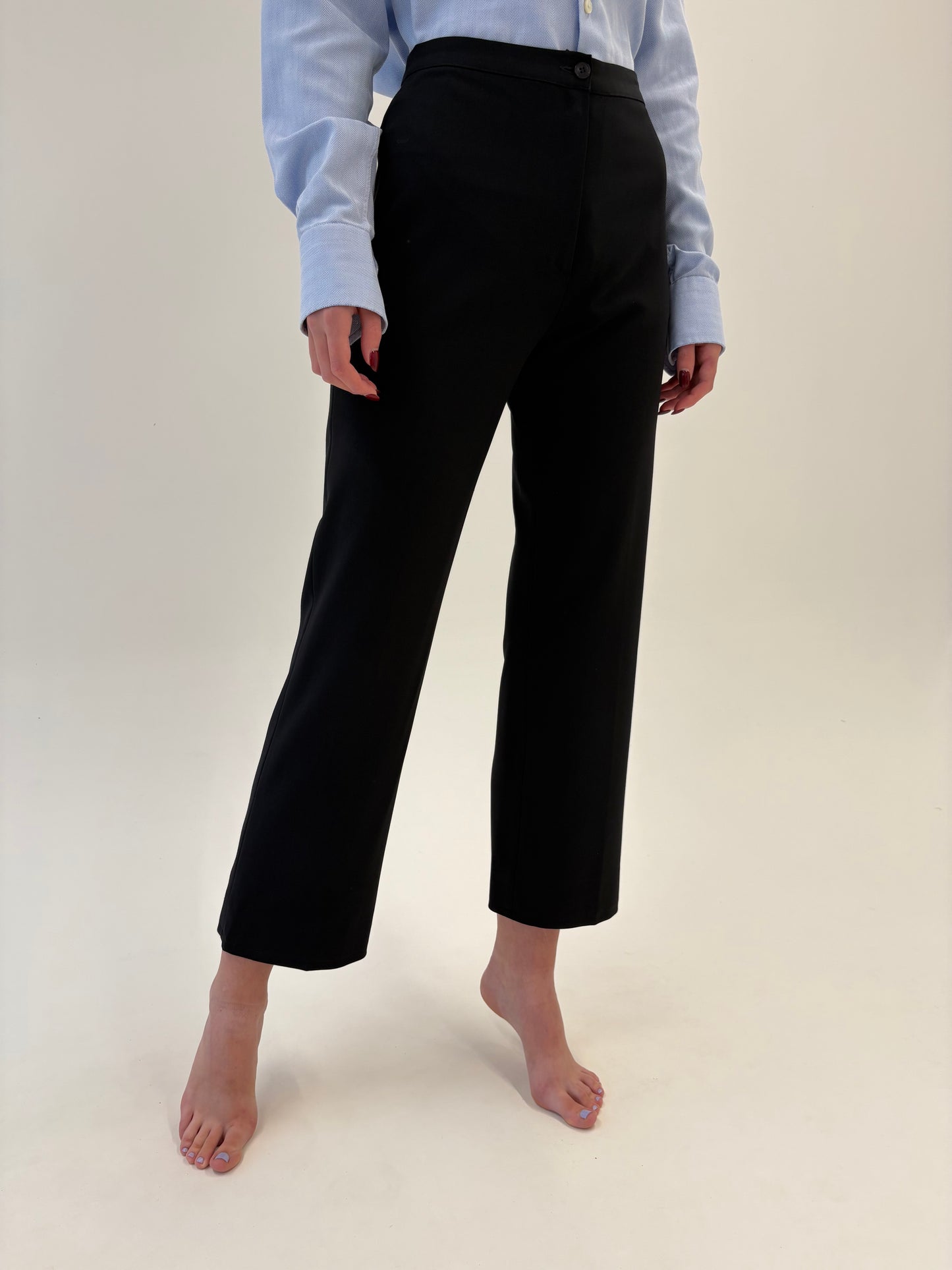 Pantaloni business negri din stofita ușor strech din lana extrafina