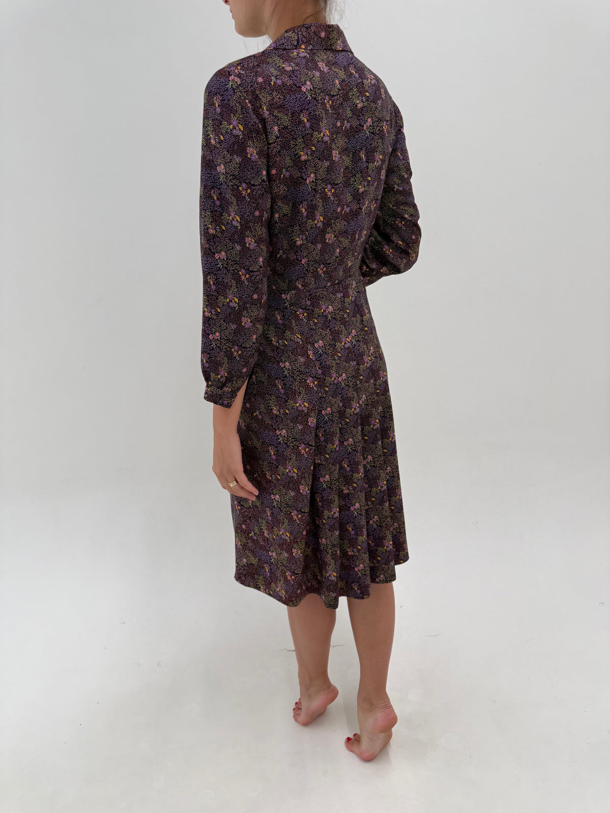 Rochie vintage în croi de ani 70 din bumbac moale gros textyrat petite