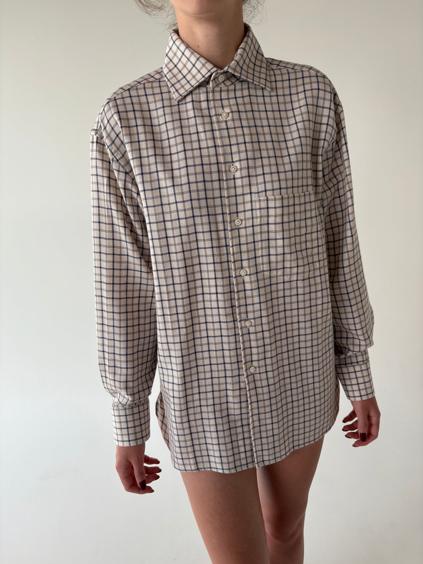 Cămașa premium italiană light nude de sezon rece din poplin gros