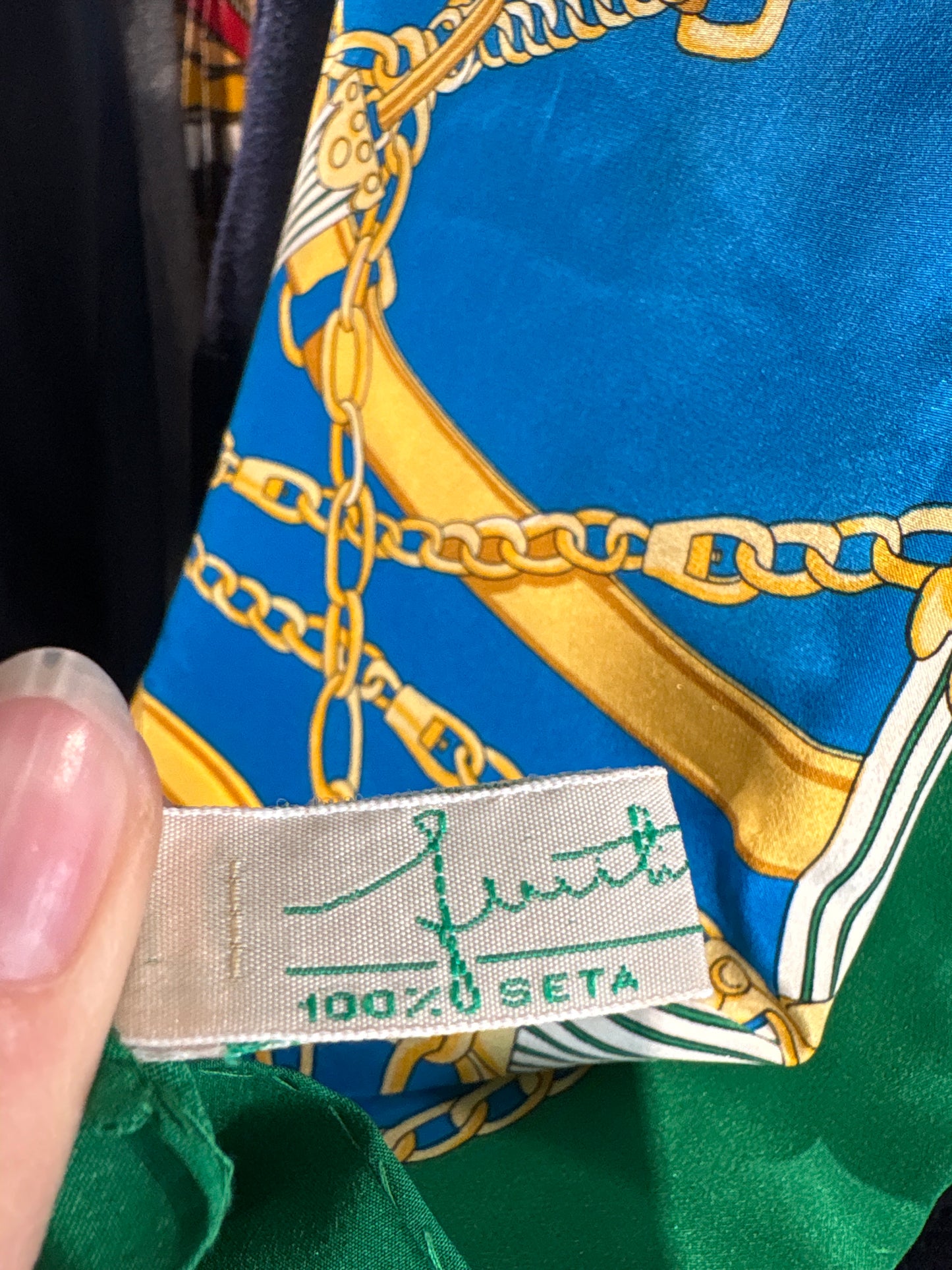Eșarfă XXL din mătase naturală cu print baroc în culori tari