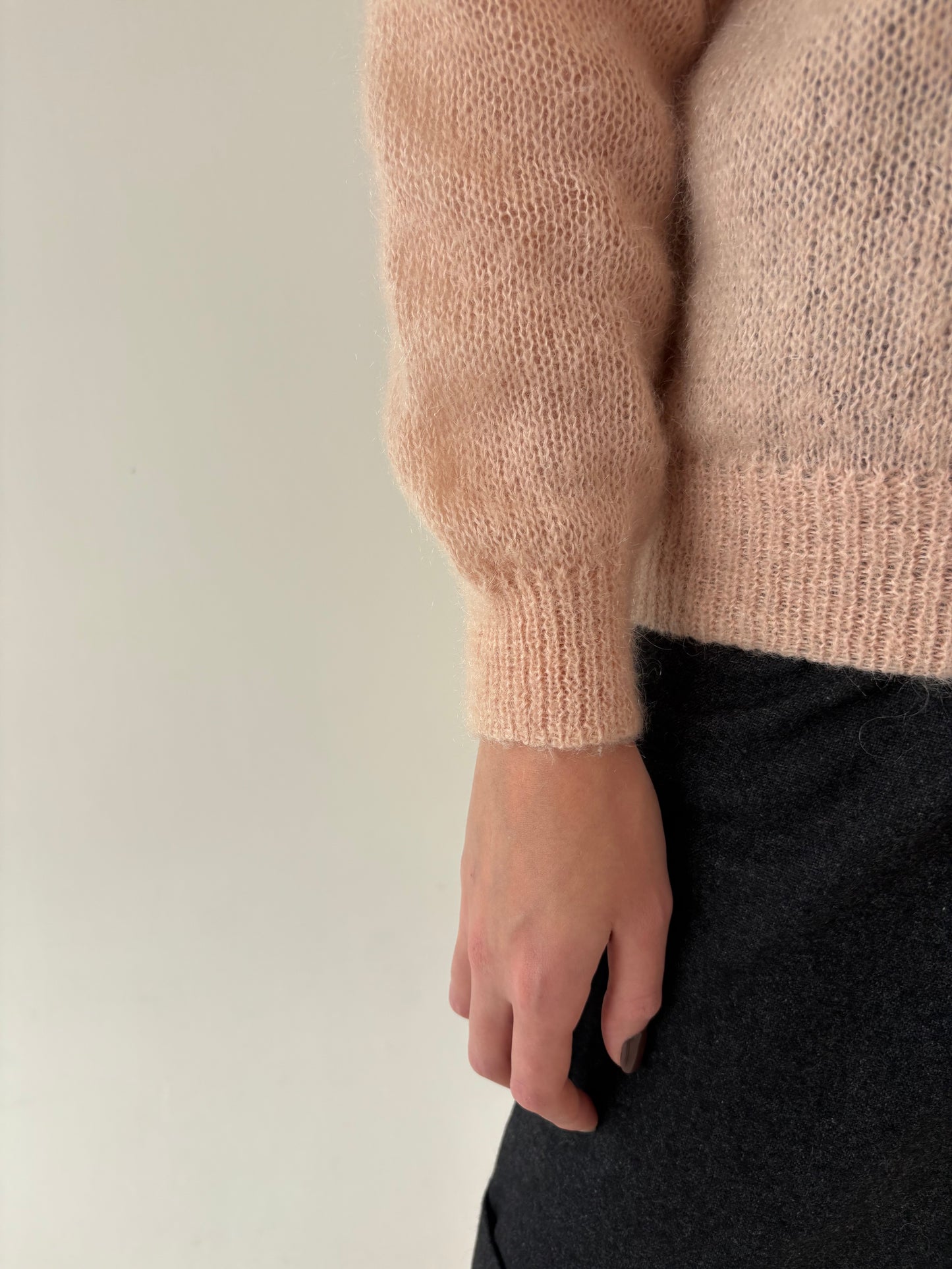 Cardigan italian vintage din baby mohair light salmon pink
