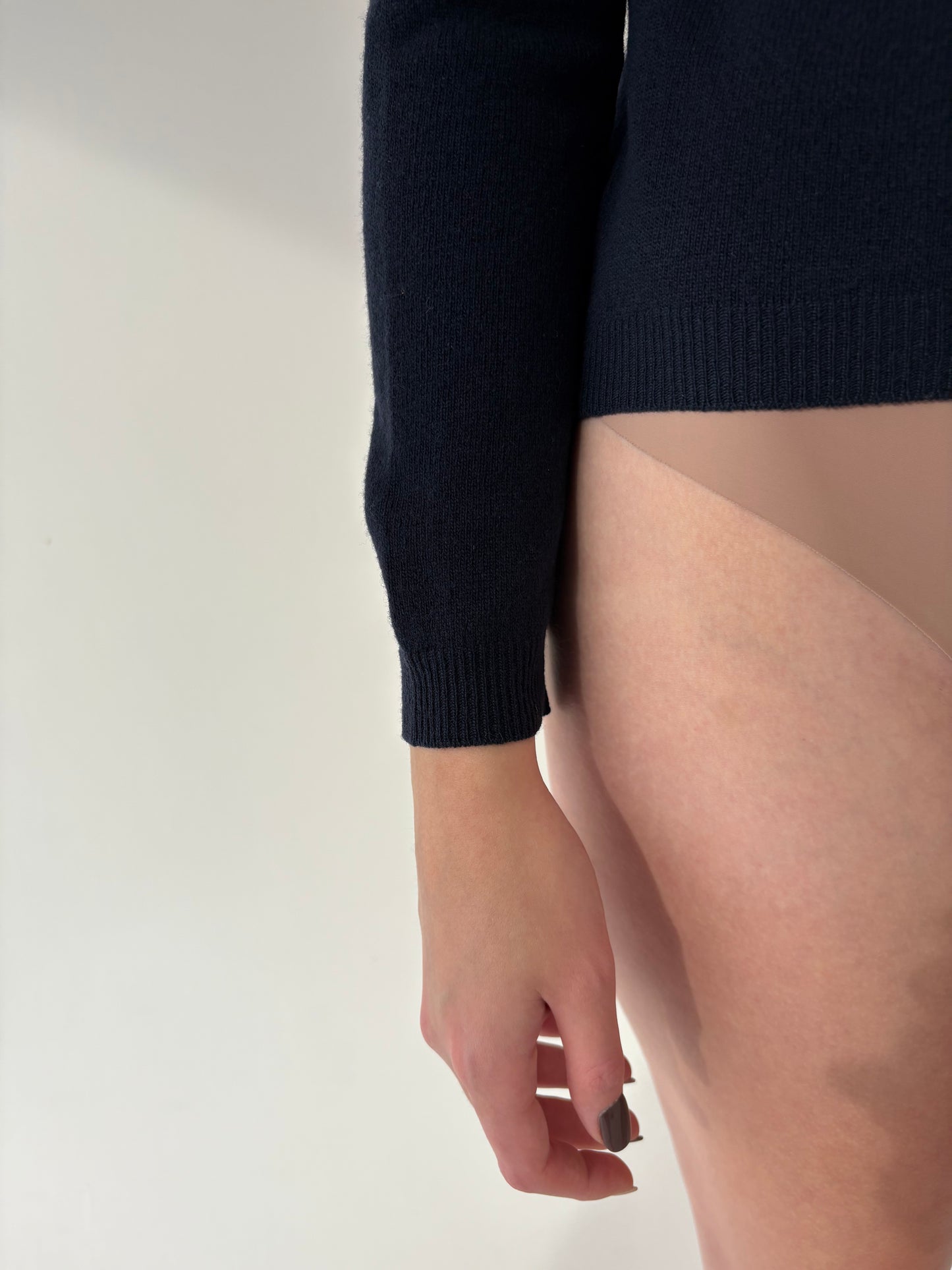 Pulover de lana extrafina Navy blue de gramaj mare