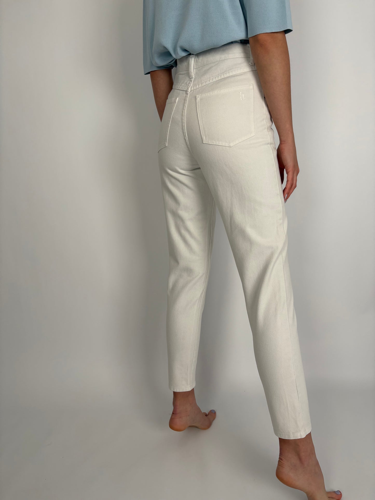 Jeans vintage de vară cu talie ultra înaltă off white