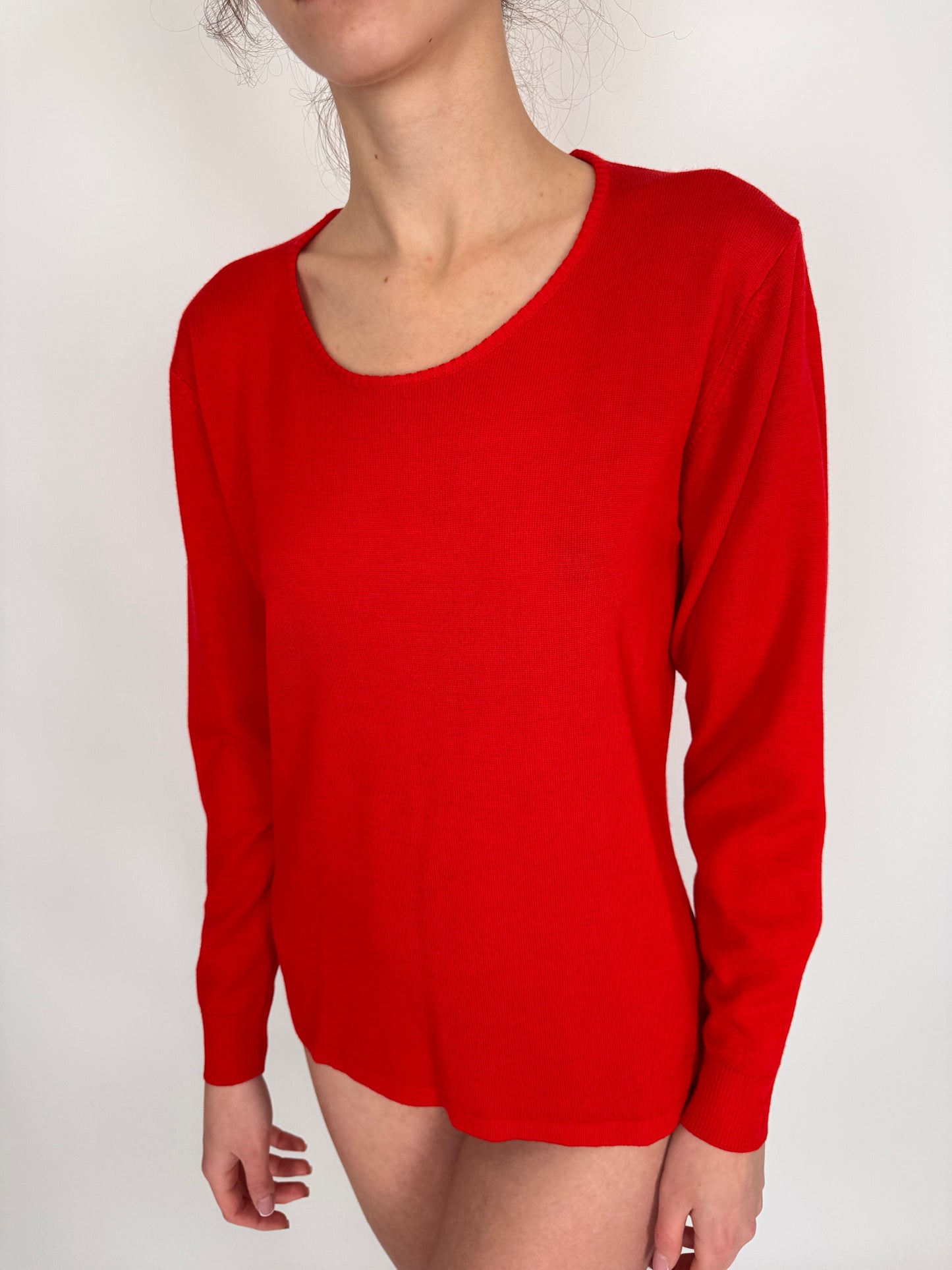 Pulover cherry red din Lana merino extrafina pura certificată