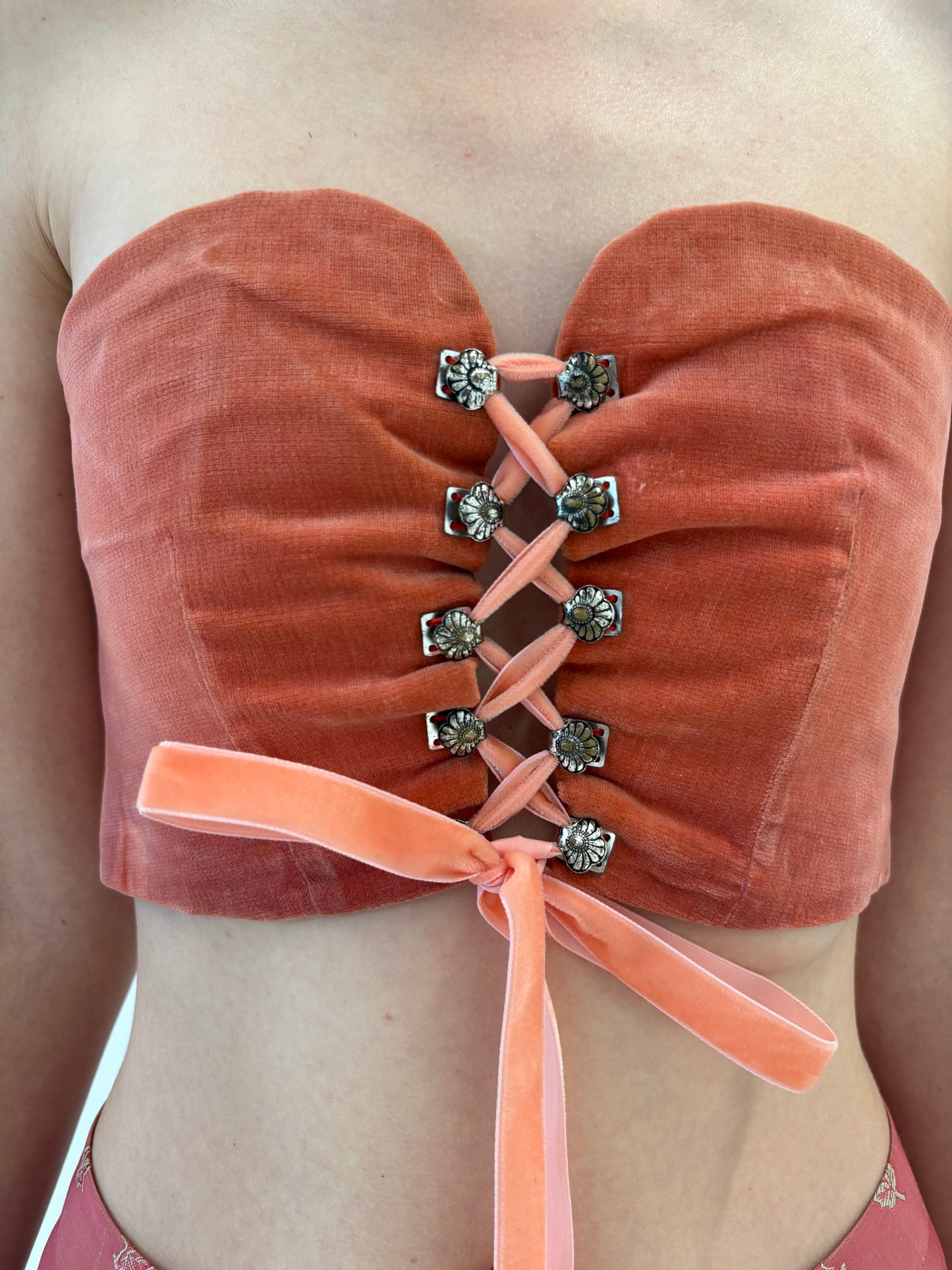 Corset vintage din catifea ușor reglabil