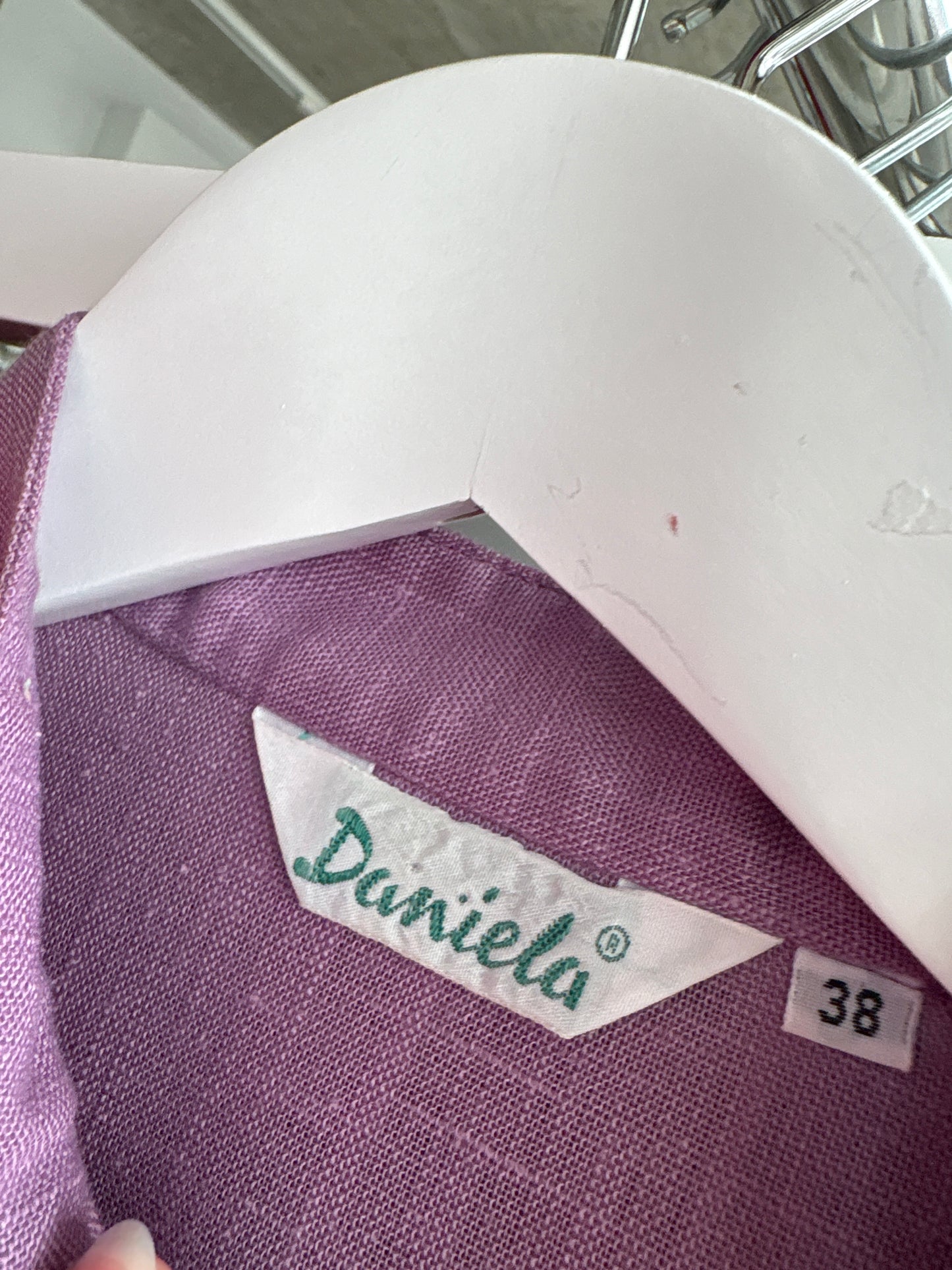 Cămașa vintage lavanda din pânză cu mâneci ample