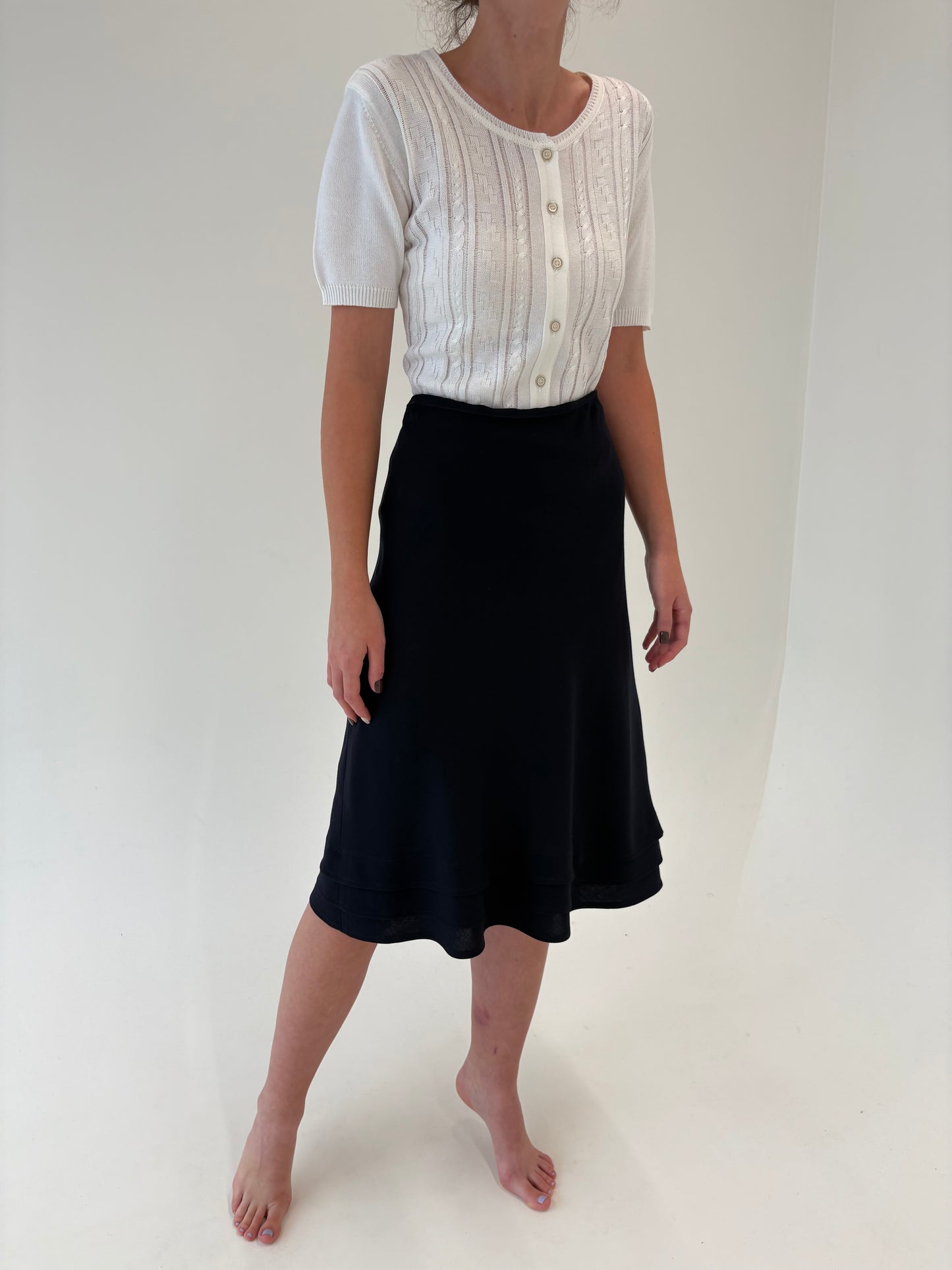 Fustă Navy italiană din stofă excepțională de lana extrafina în bie