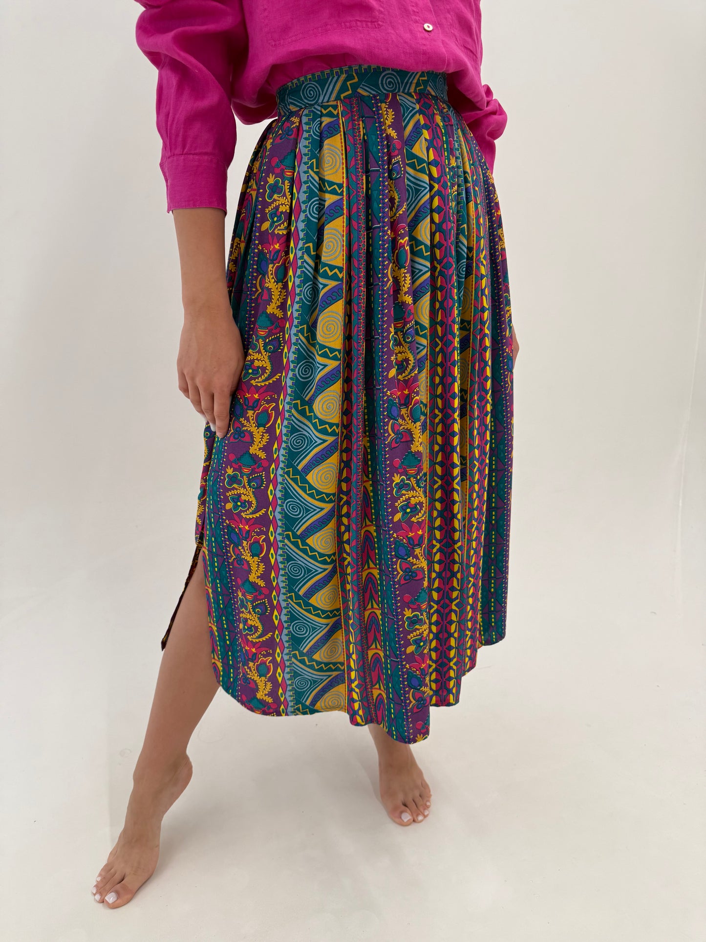 Fusta vintage maxi în culori tari super vaporoasă și foarte amplă