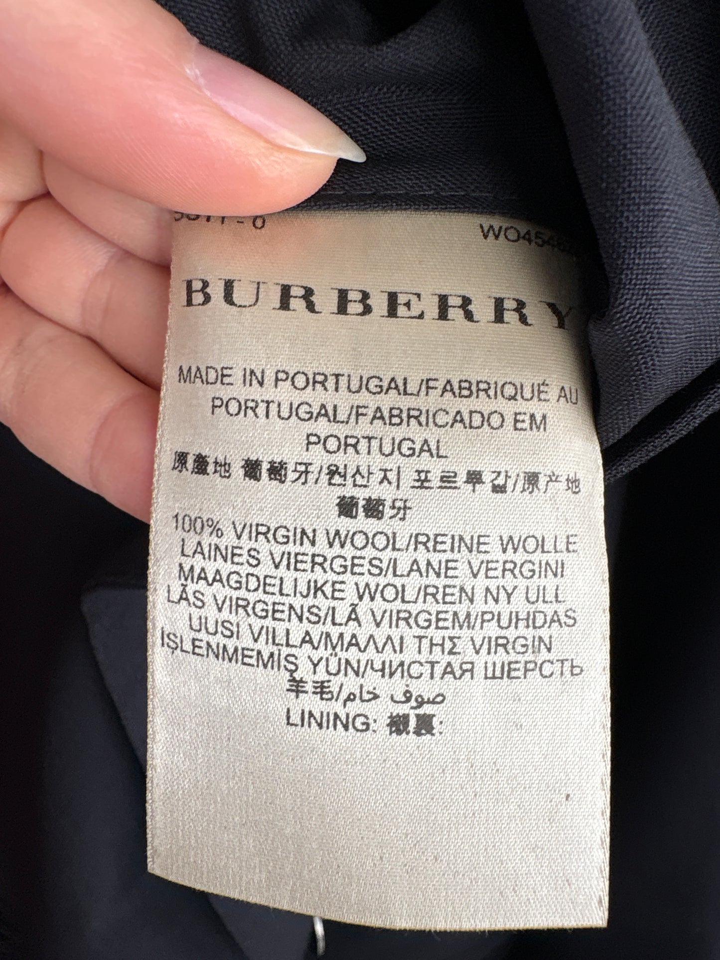 Sacou Burberry Navy în croi actual din stofita lightweight