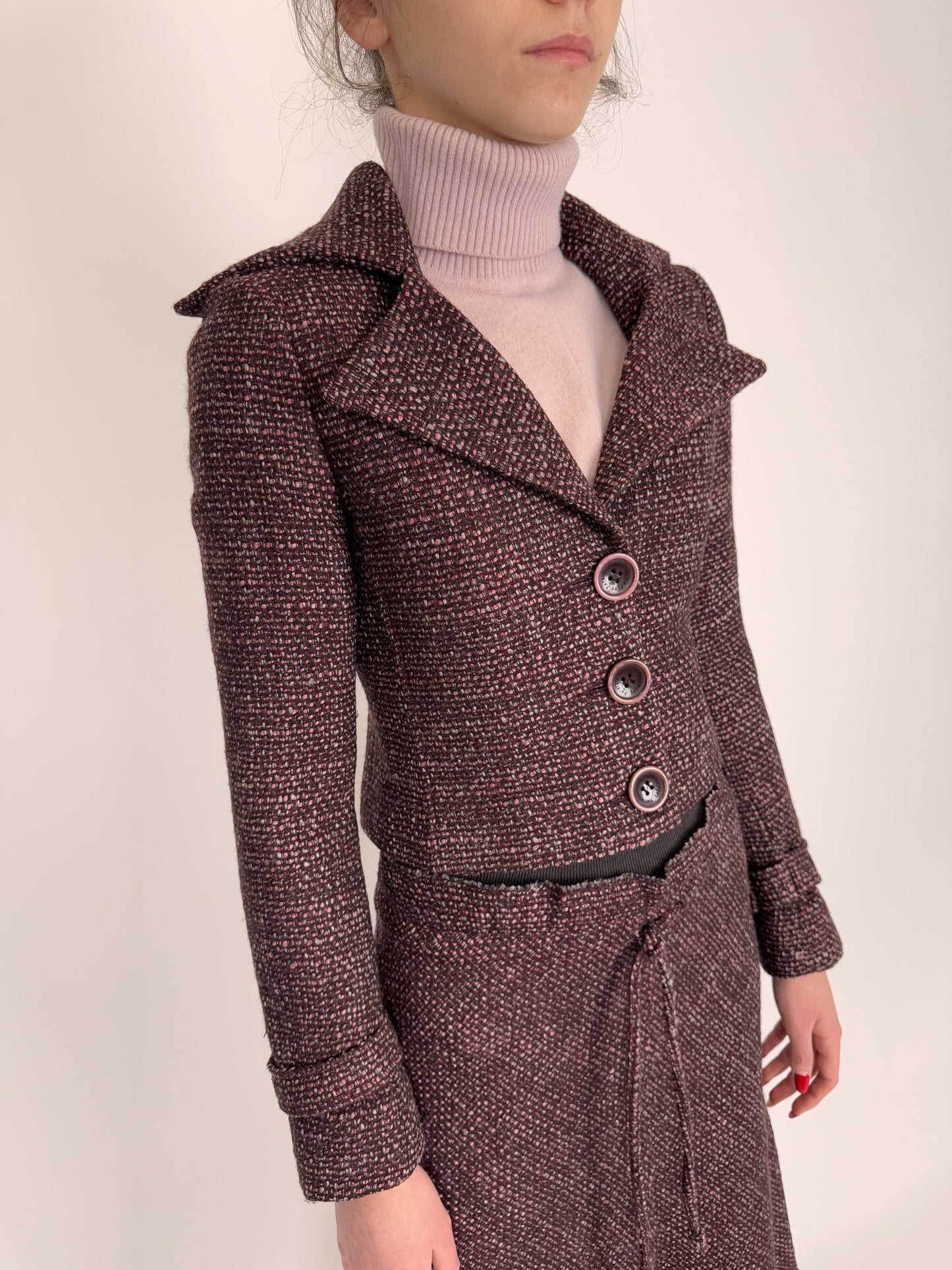 Set luxury italian Patrizia Pepe din tweed de lana extrafina și vascoza