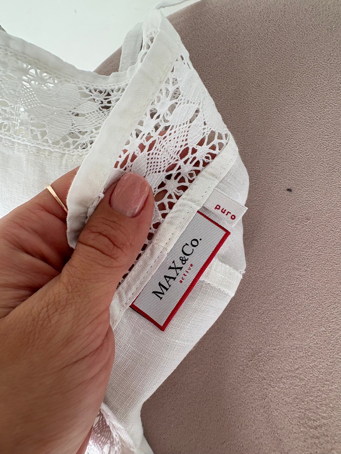 Top excepțional din in Max & Co by Max Mara cu macrame superb
