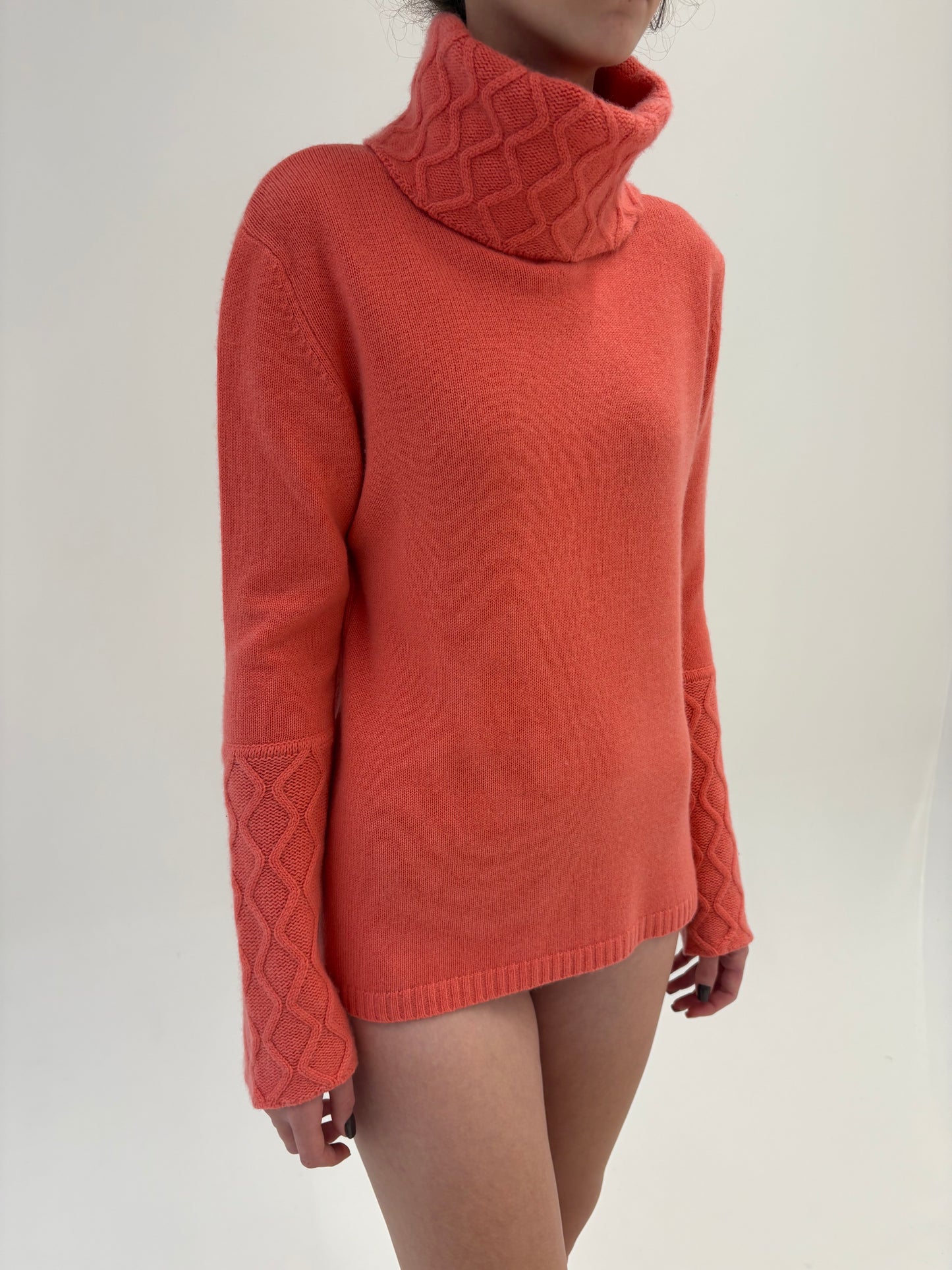 Maleta tall din cașmir multiply super gros salmon Pink