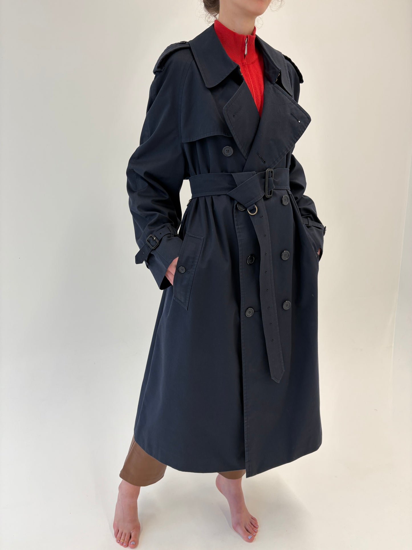 Trench vintage Burberry tall plus size cu talie reglabilă