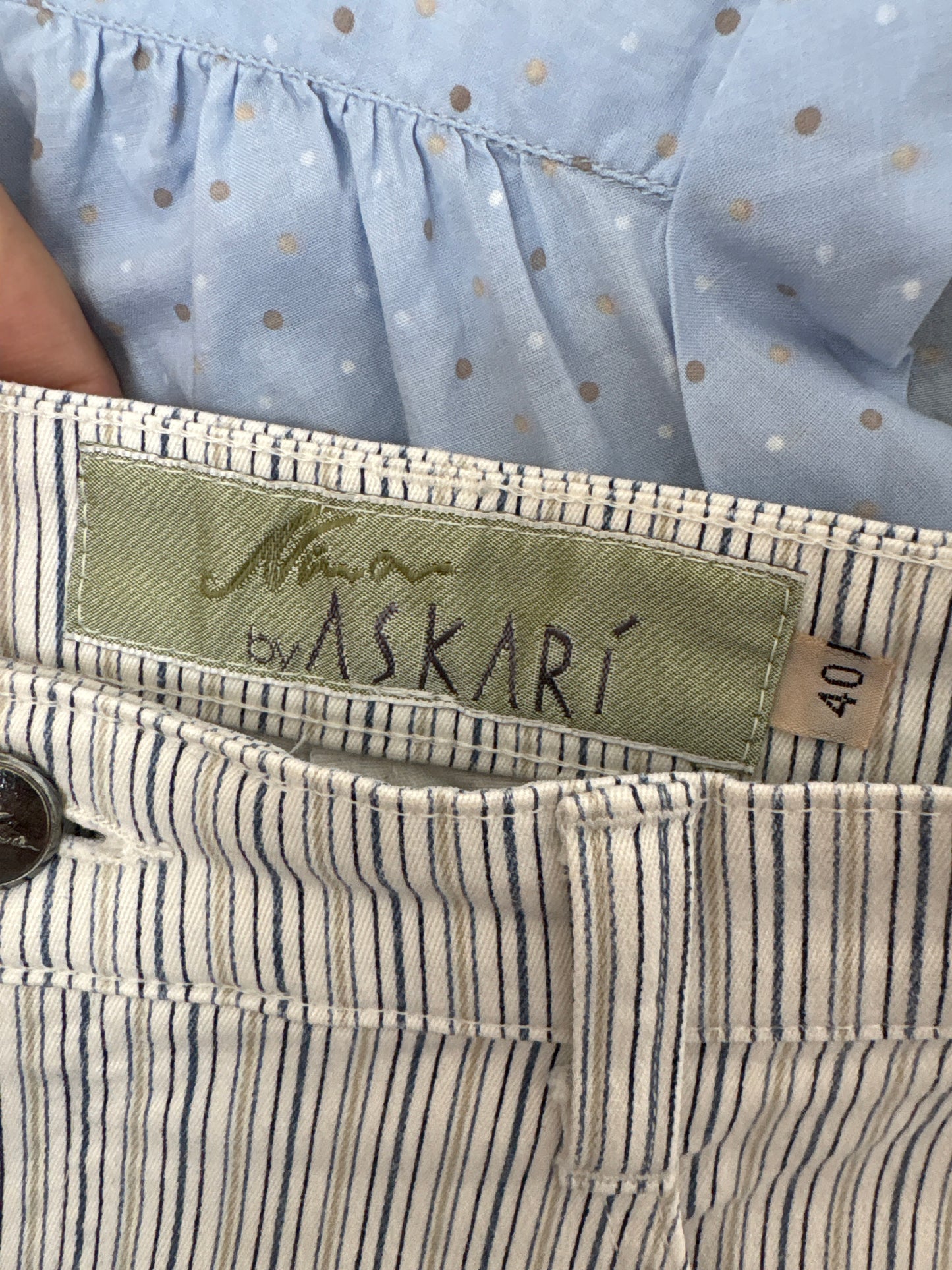 Jeans vintage premium mom fit de vară cu dungi fine verticale