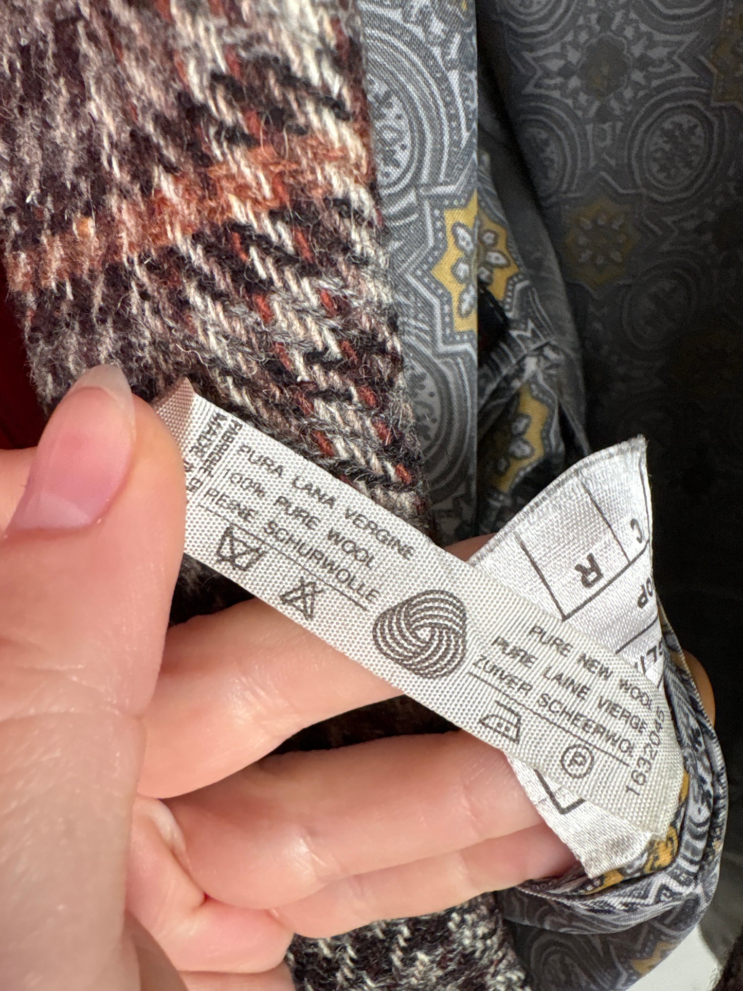 Sacou vintage în carouri din lana în croi lung oversized sau lejer