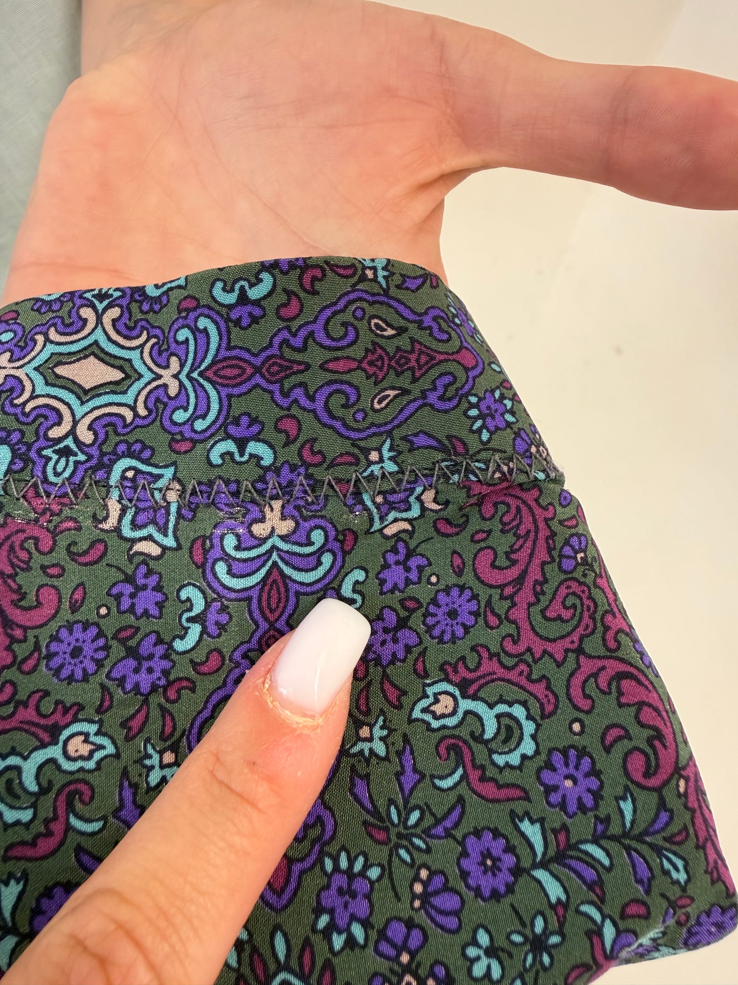 Fustă vintage petrecută plisată din mătase naturală cu print paisley