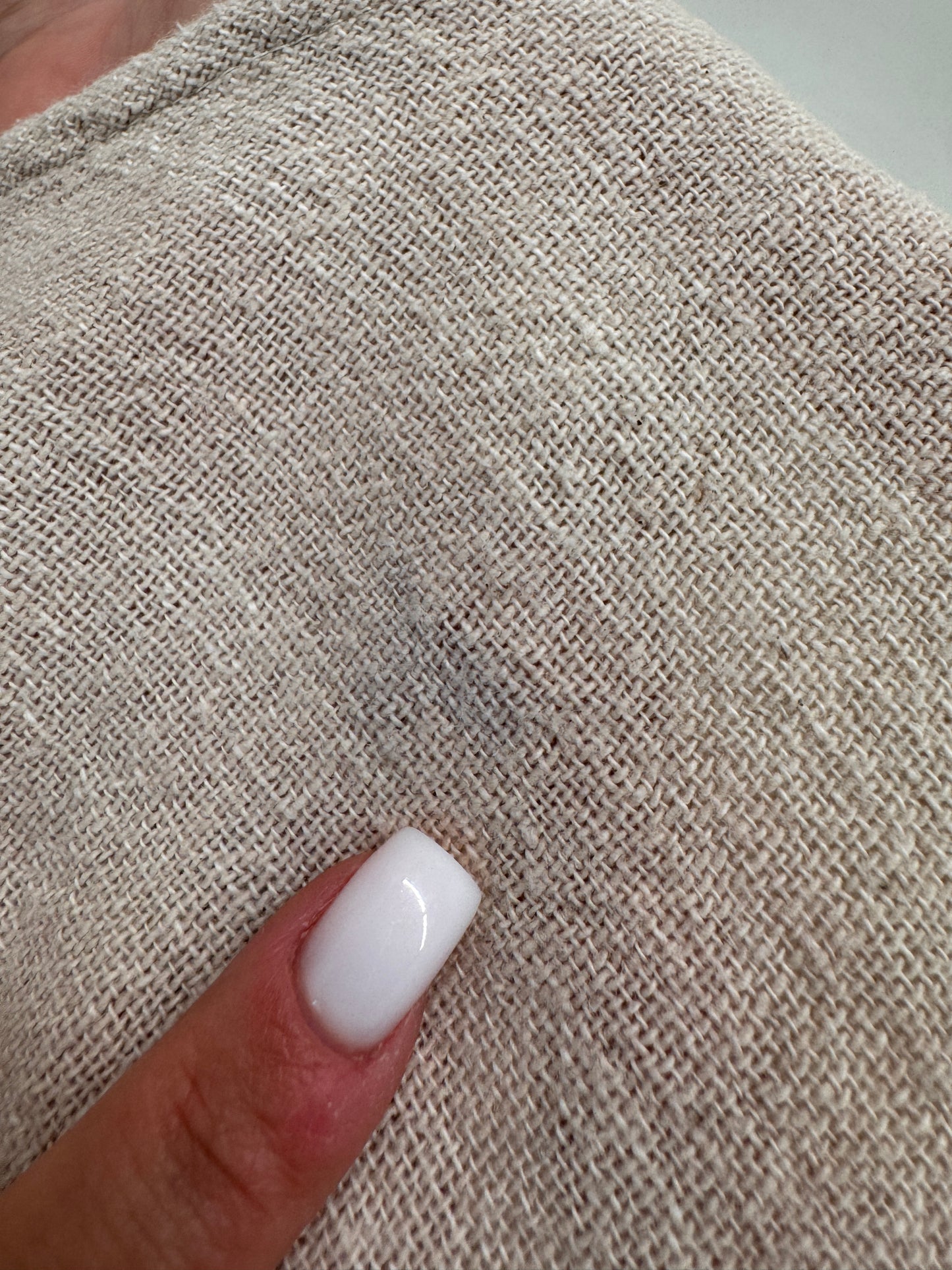 Rochie maxi din pânză de in și bumbac în culori neutre si croi elaborat patchwork