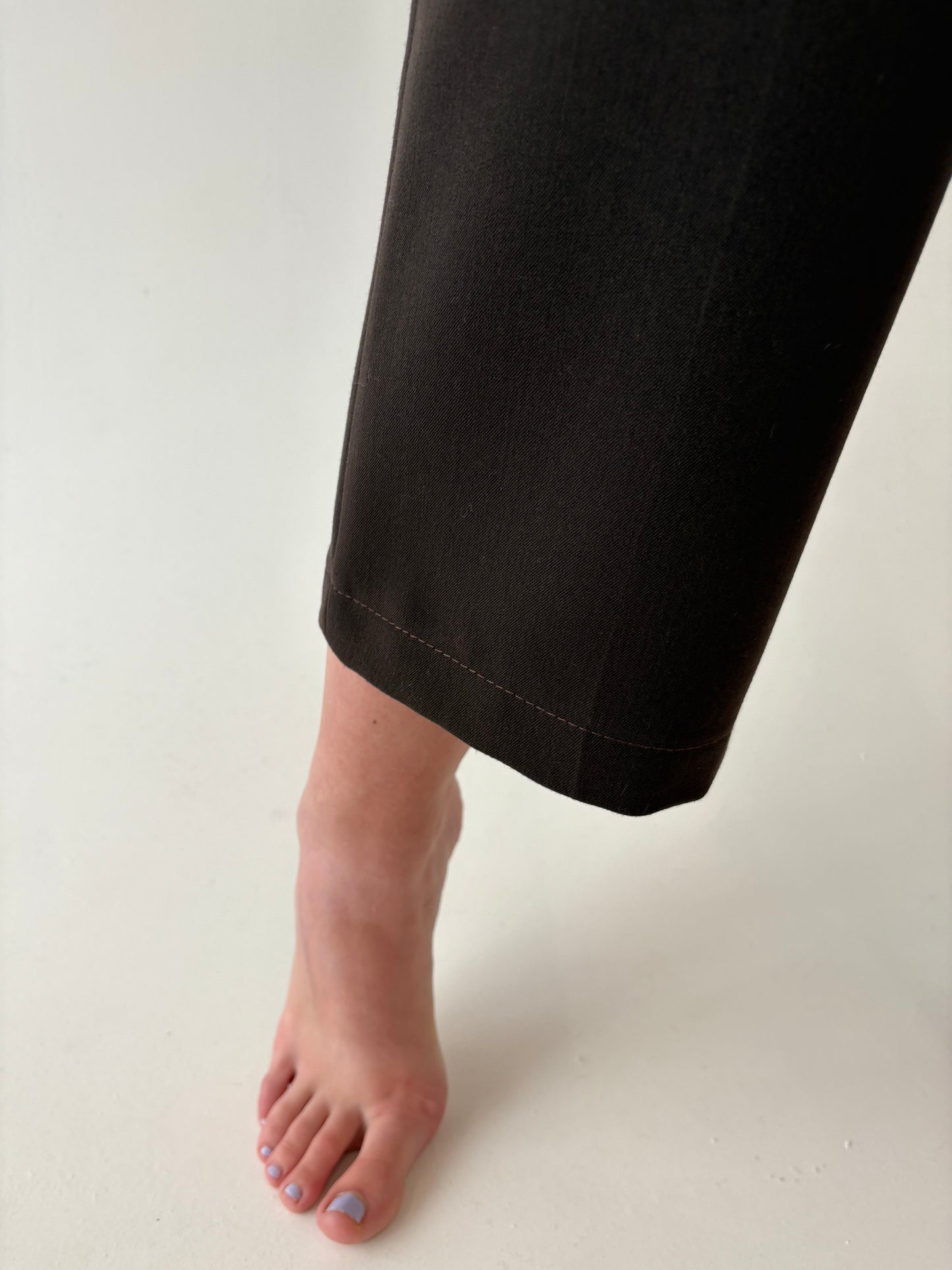 Pantaloni chocolate brown din stofă ultra confort strech în croi drept