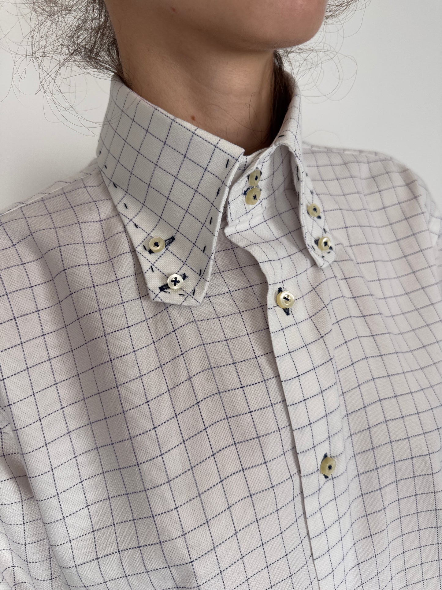 Cămașa luxury italiană din poplin texturat în carouri violet
