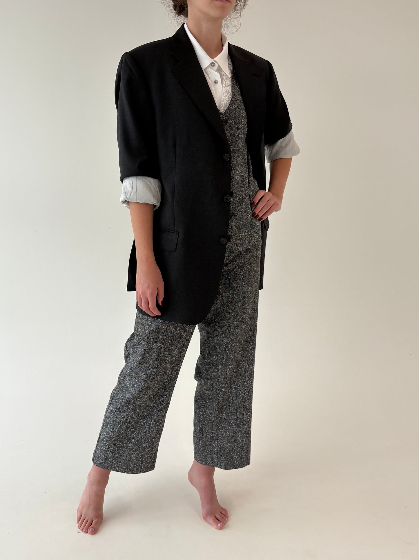 Sacou charcoal gray din stofă ultra luxury Cerutti din cea mai fină lana
