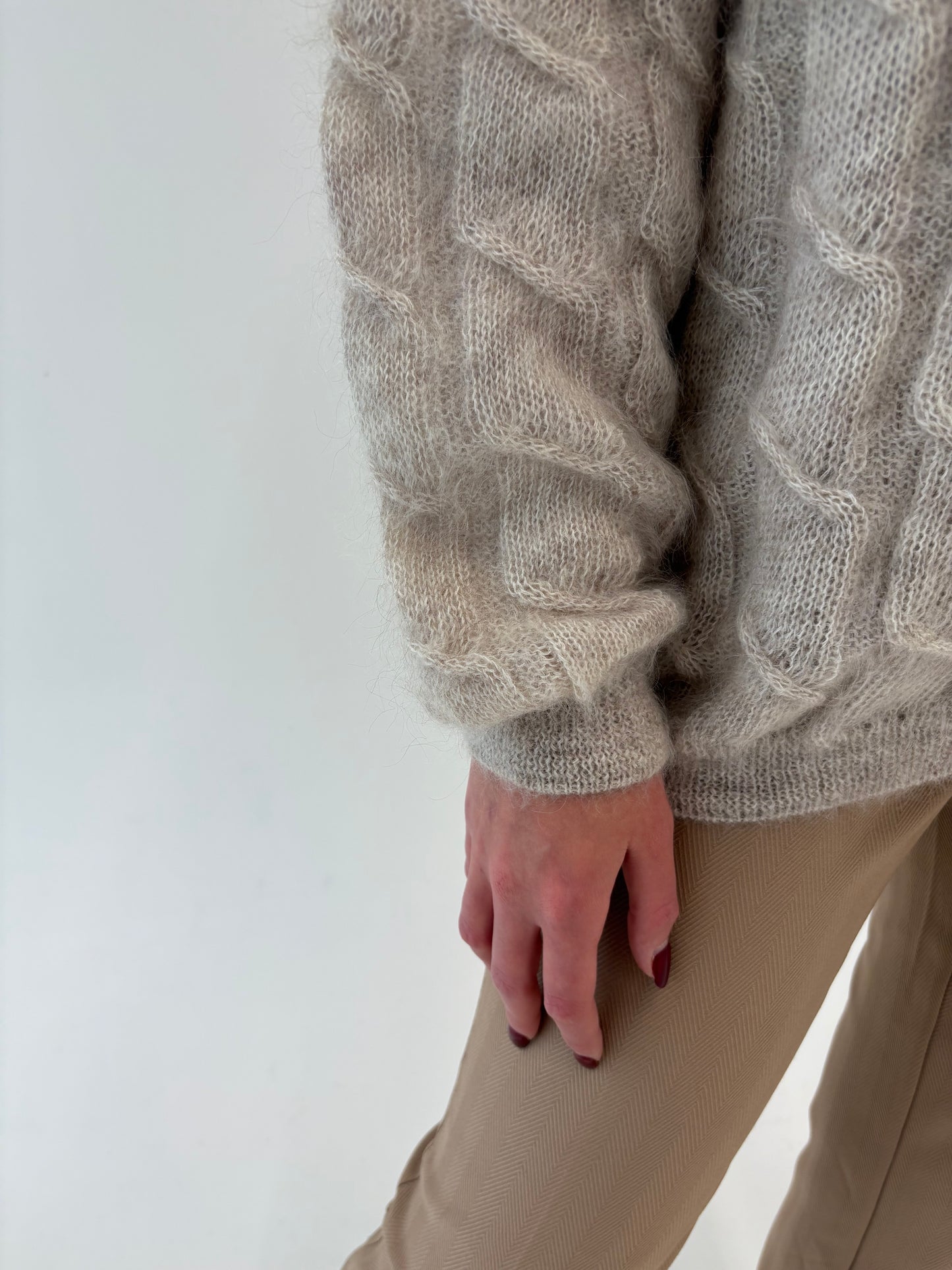 Cardigan luxury italian tip jachetă light nude din baby mohair