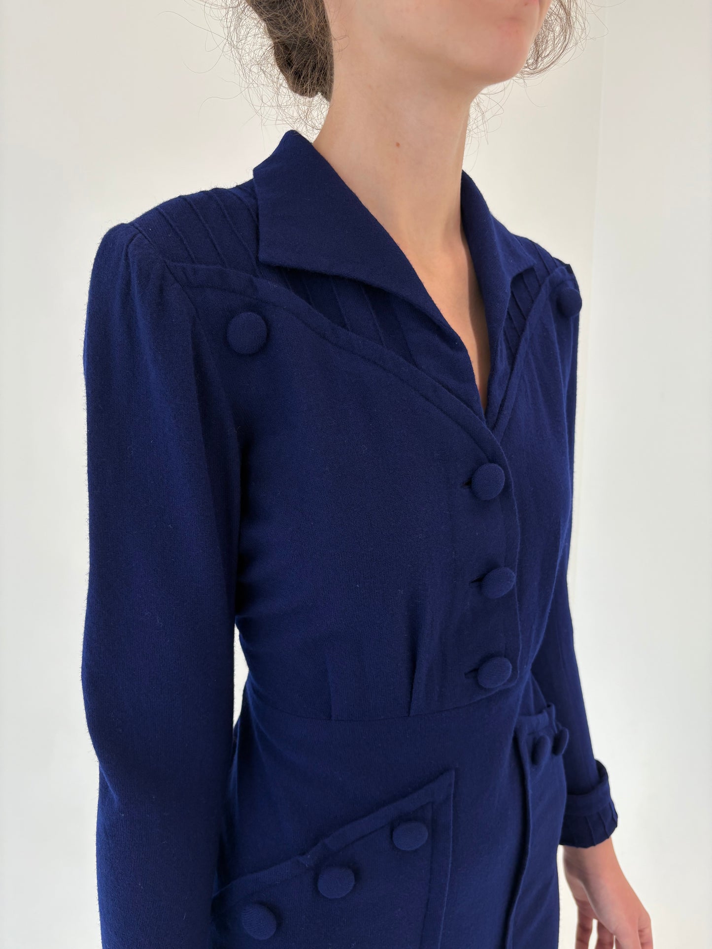 Rochie Old vintage de colecție sfârșit de ani 40 din lana extafina