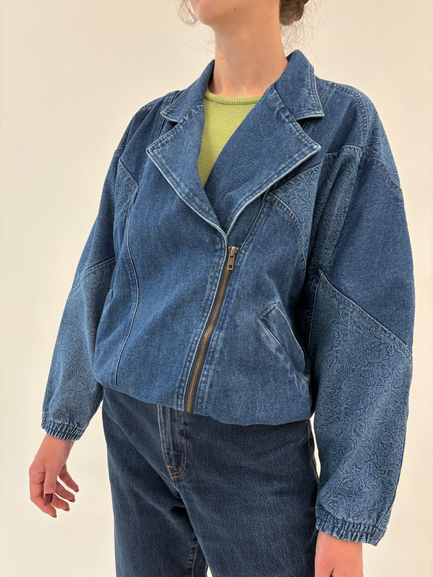 Geacă Old vintage din jeans sfârșit de 80 în croi tip bomber
