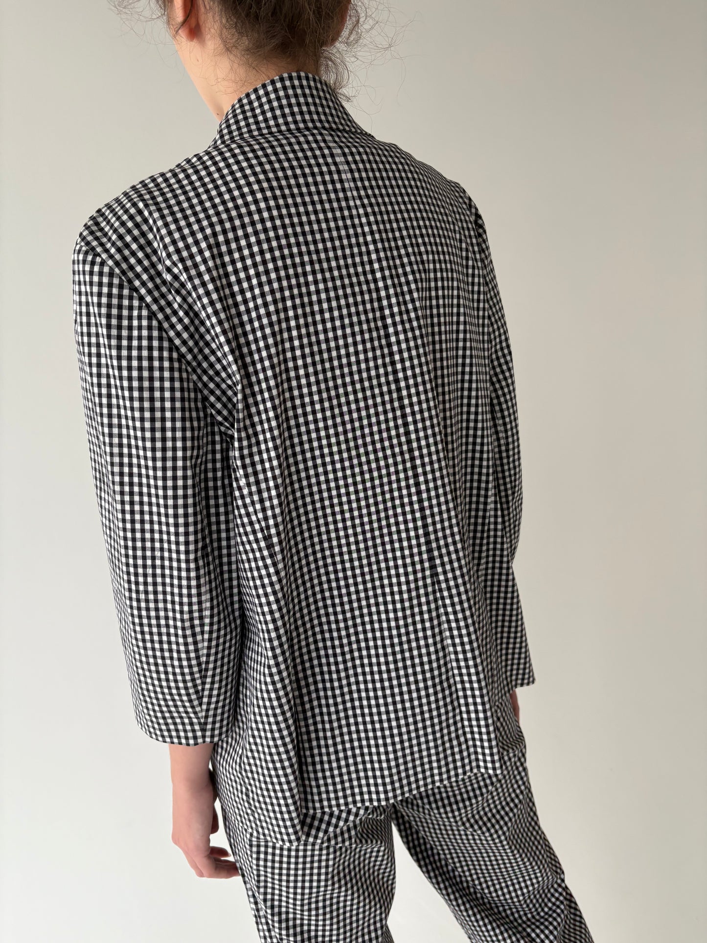Deux piece din bumbac gingham modelator în croi clasic