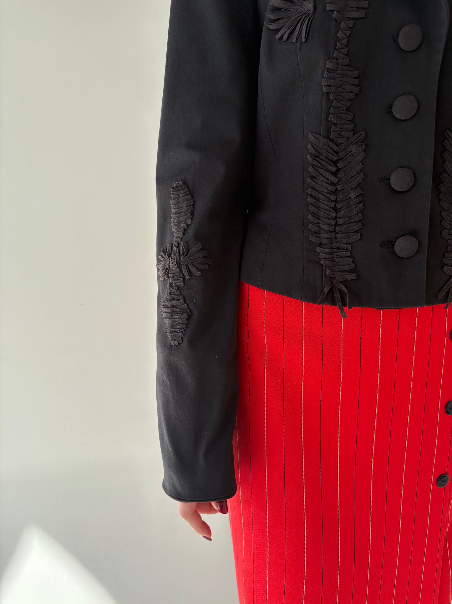 Sacou vintage negru Roberto Cavalli din stofita cu aplicații 3D