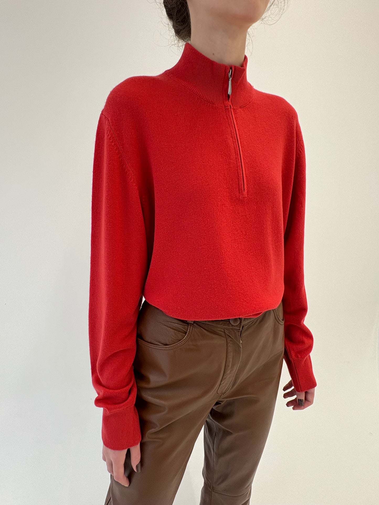 Maleta din cașmir multiply de brand luxury de tricotaje coral red