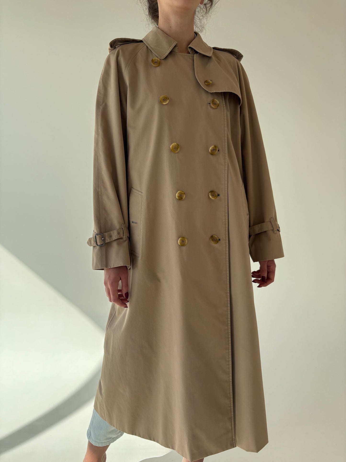 Trench vintage Burberry camel din gabardină