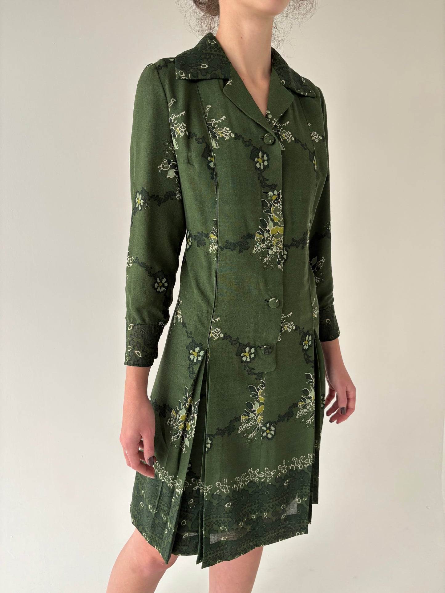 Rochie vintage petite forest green din lana extrafina