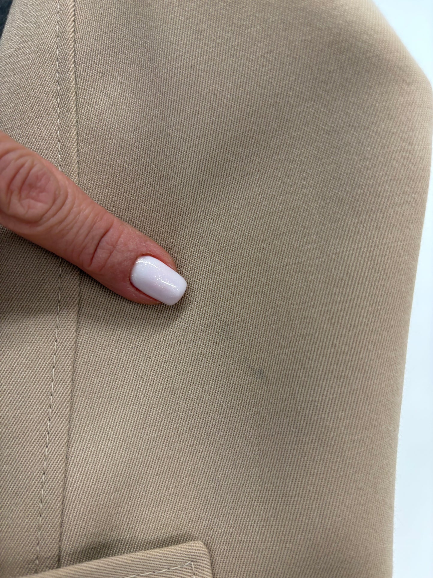 Palton old vintage anii 80 din twill excepțional de lana sand nude