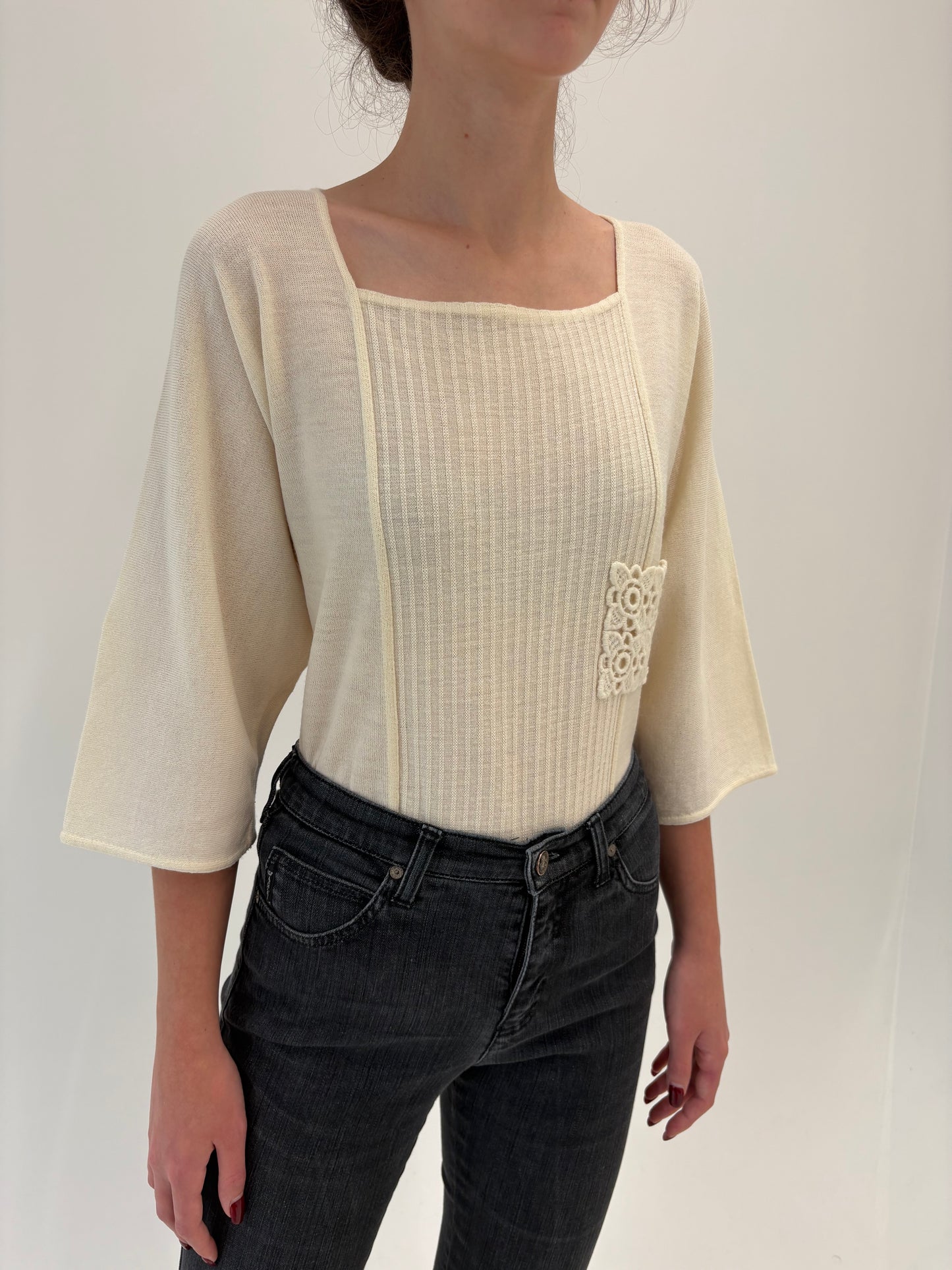 Pulover de brand luxury italian plus size Marina Rinaldi butter white