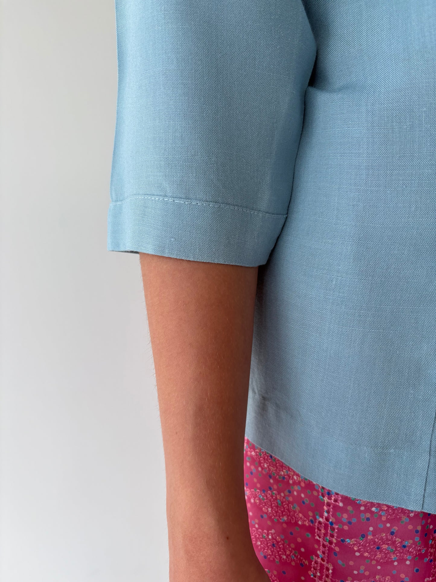 Sacou vintage cambrat baby blue din in excepțional ușor structurat