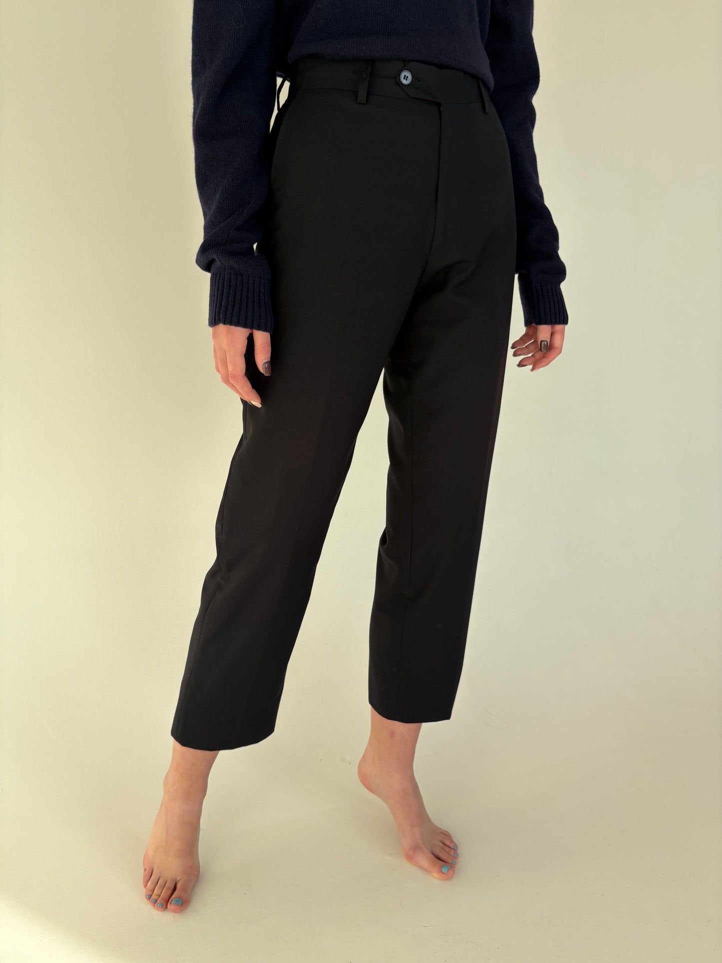 Pantaloni dark Navy italienești din lana extrafina