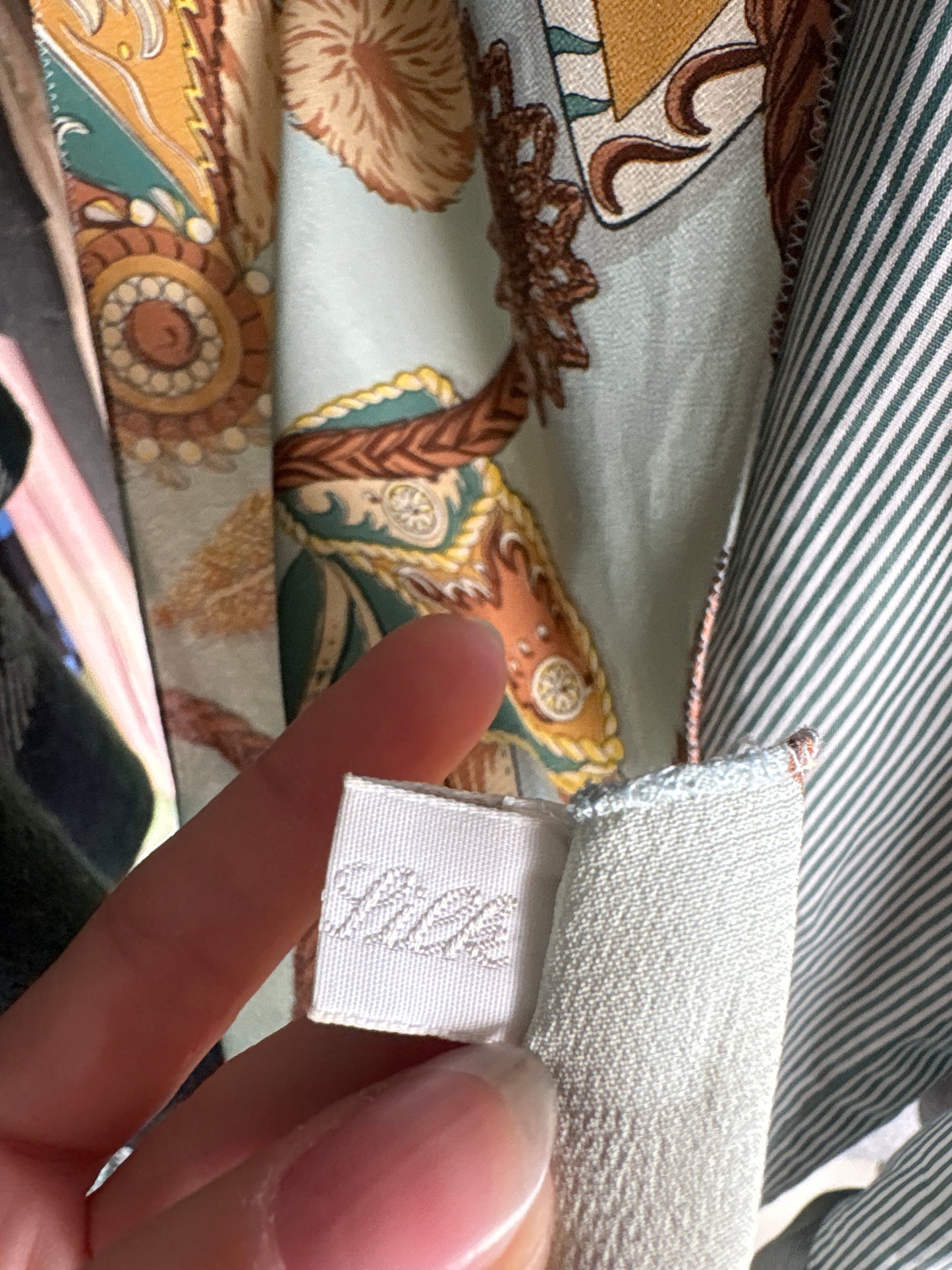 Eșarfă cu print baroc din mătase naturală