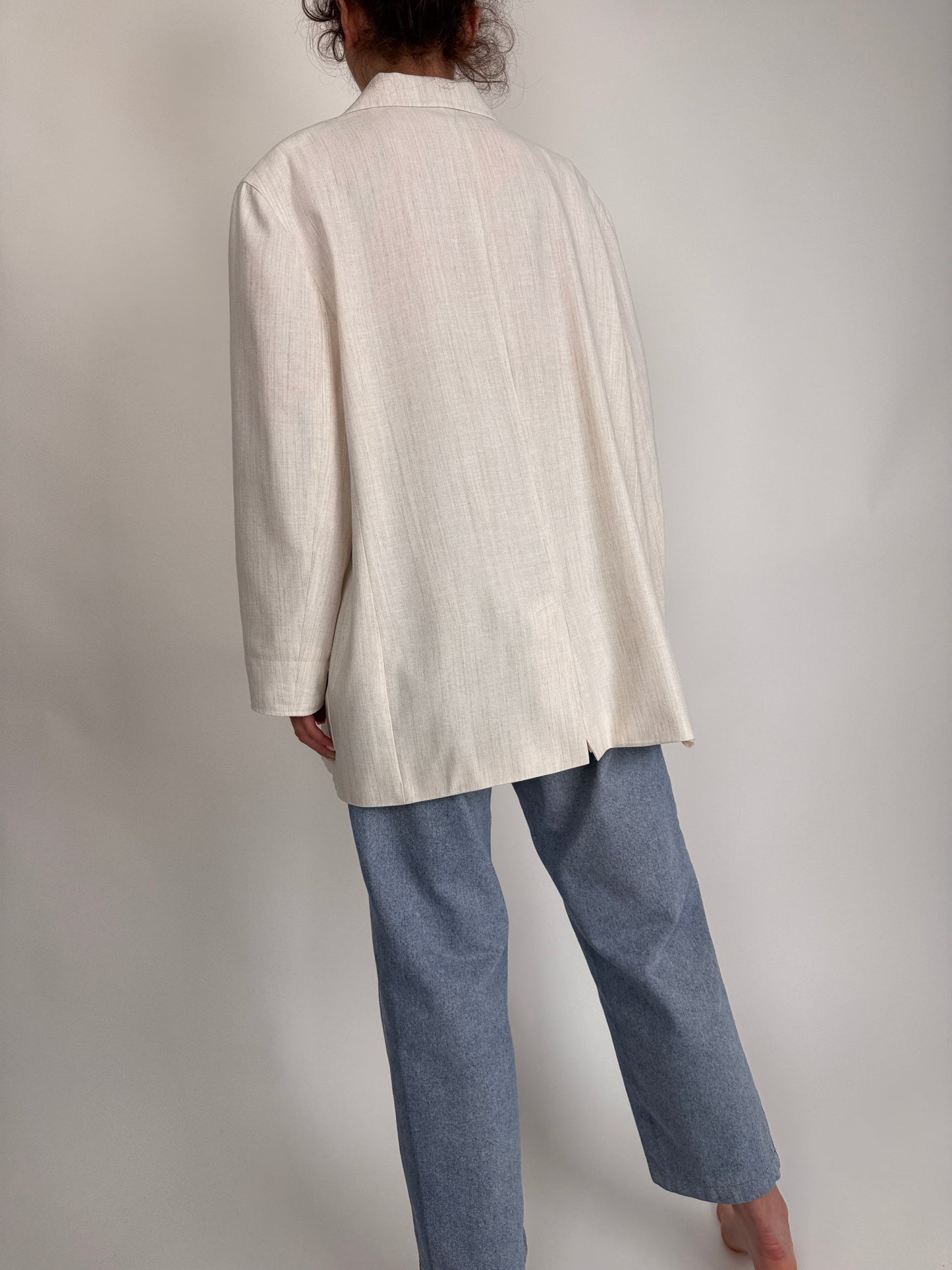 Sacou nude plus size din pânză