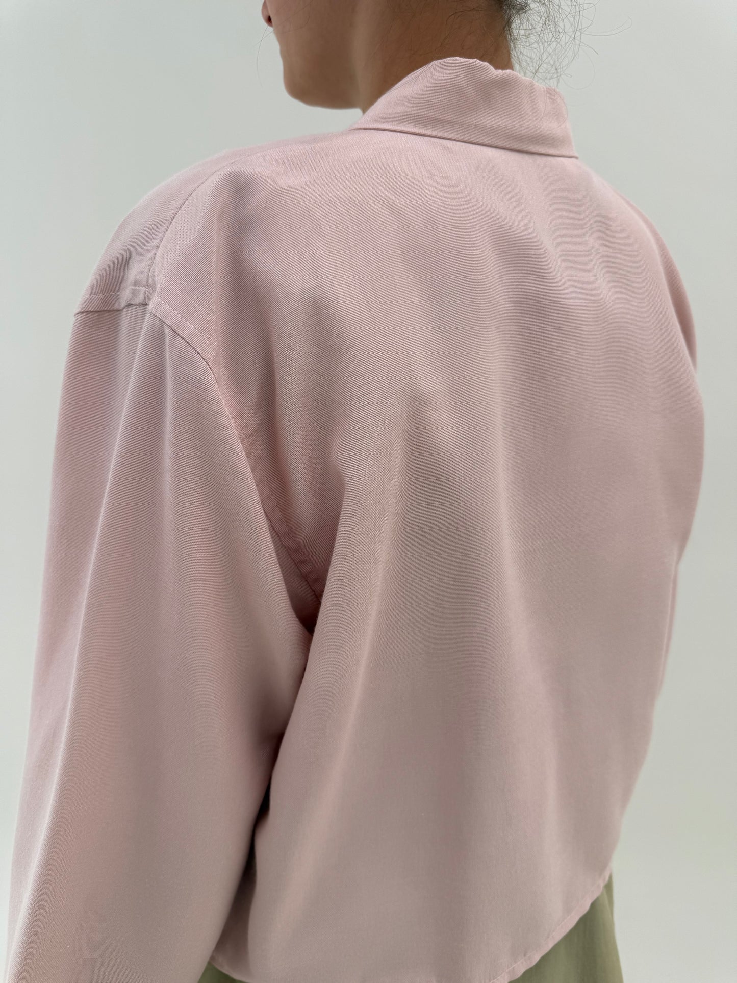 Sacou tip jachetă în croi retro modern cu revere adânci din twill powder Pink
