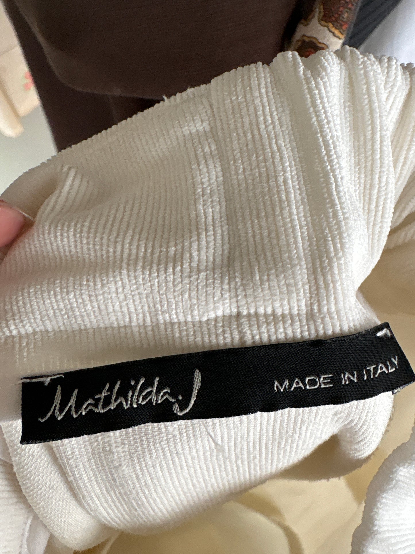 Pantaloni palazzo premium italieni ești butter white din corduroy modelator