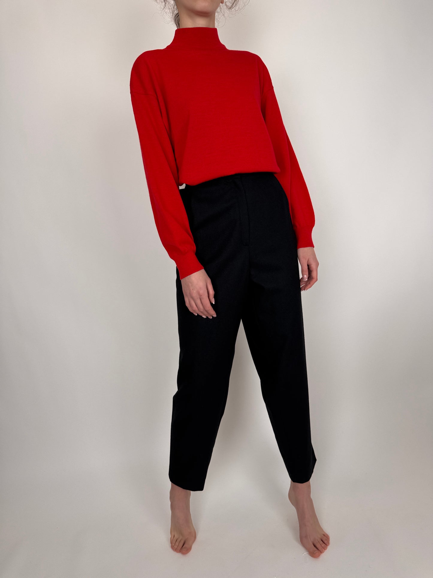 Pantaloni plus size tall din lanita extrafina ușor strech