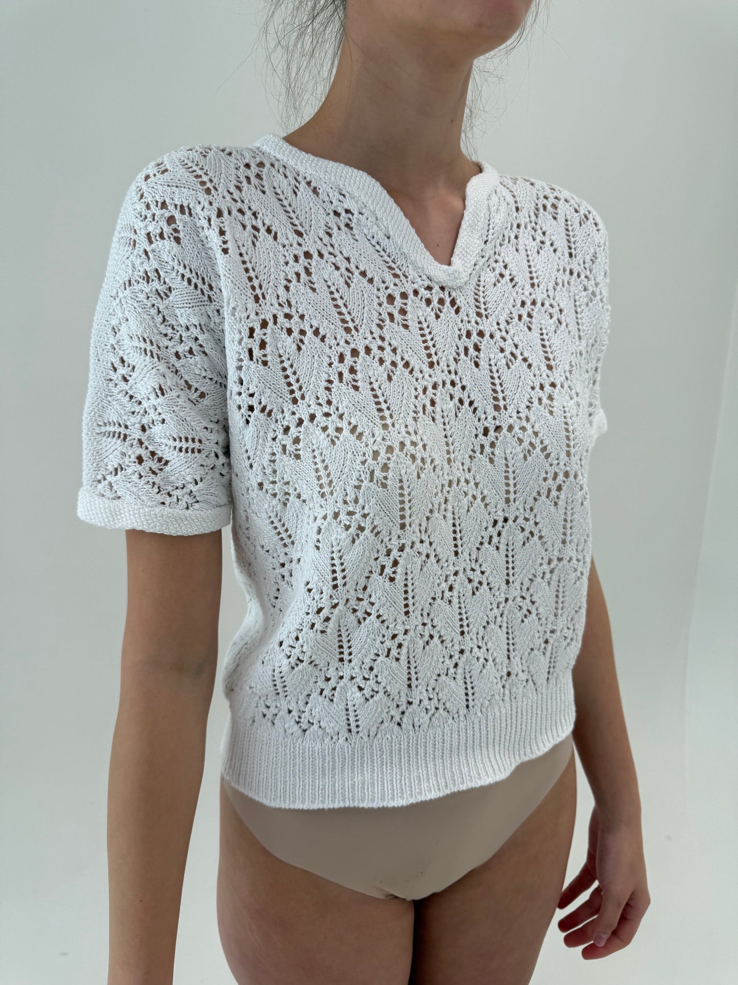Top premium vintage italian din bumbac macrame dantelat