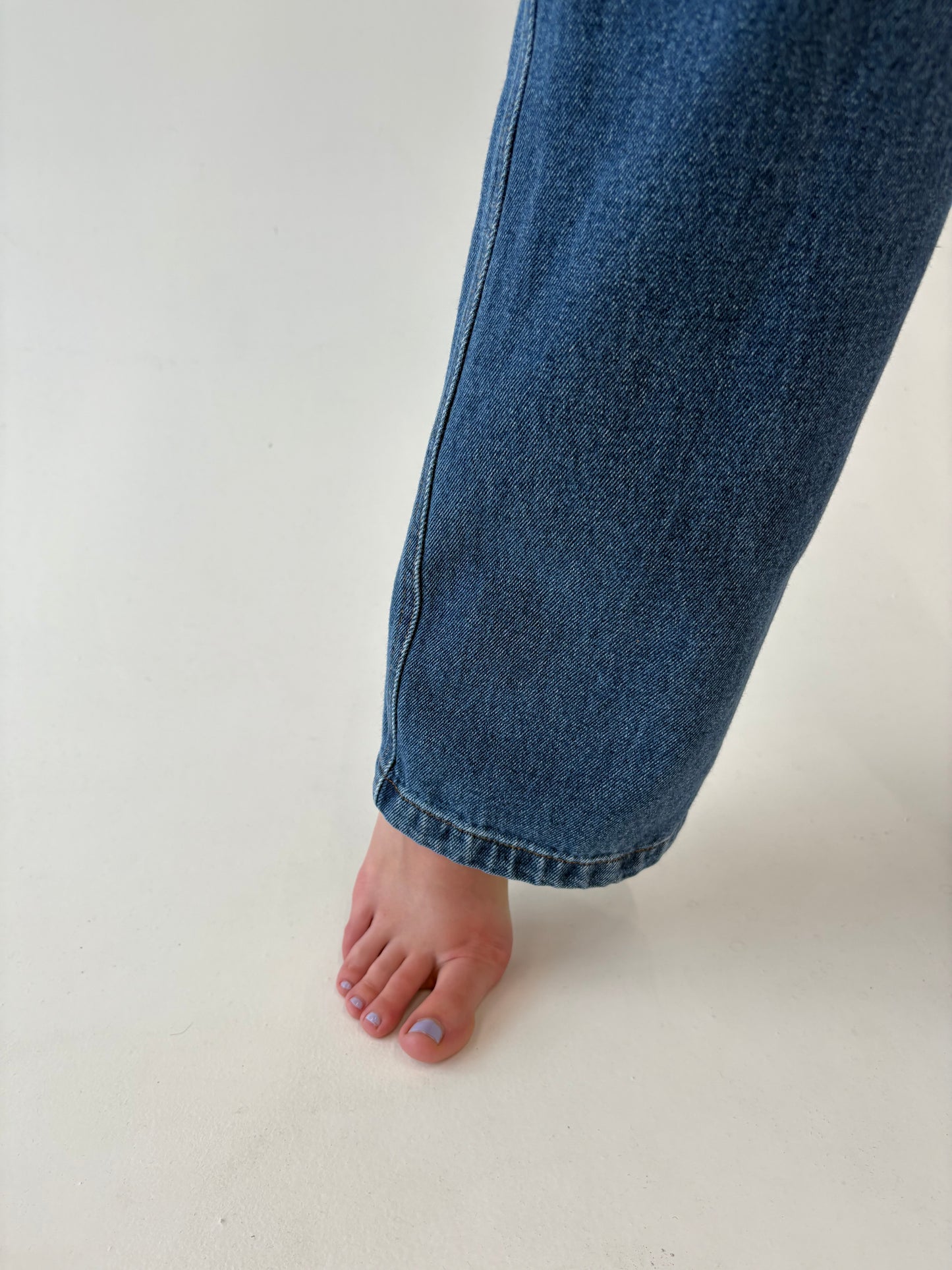 Jeans super tall vintage premium classic wash cu talie înaltă