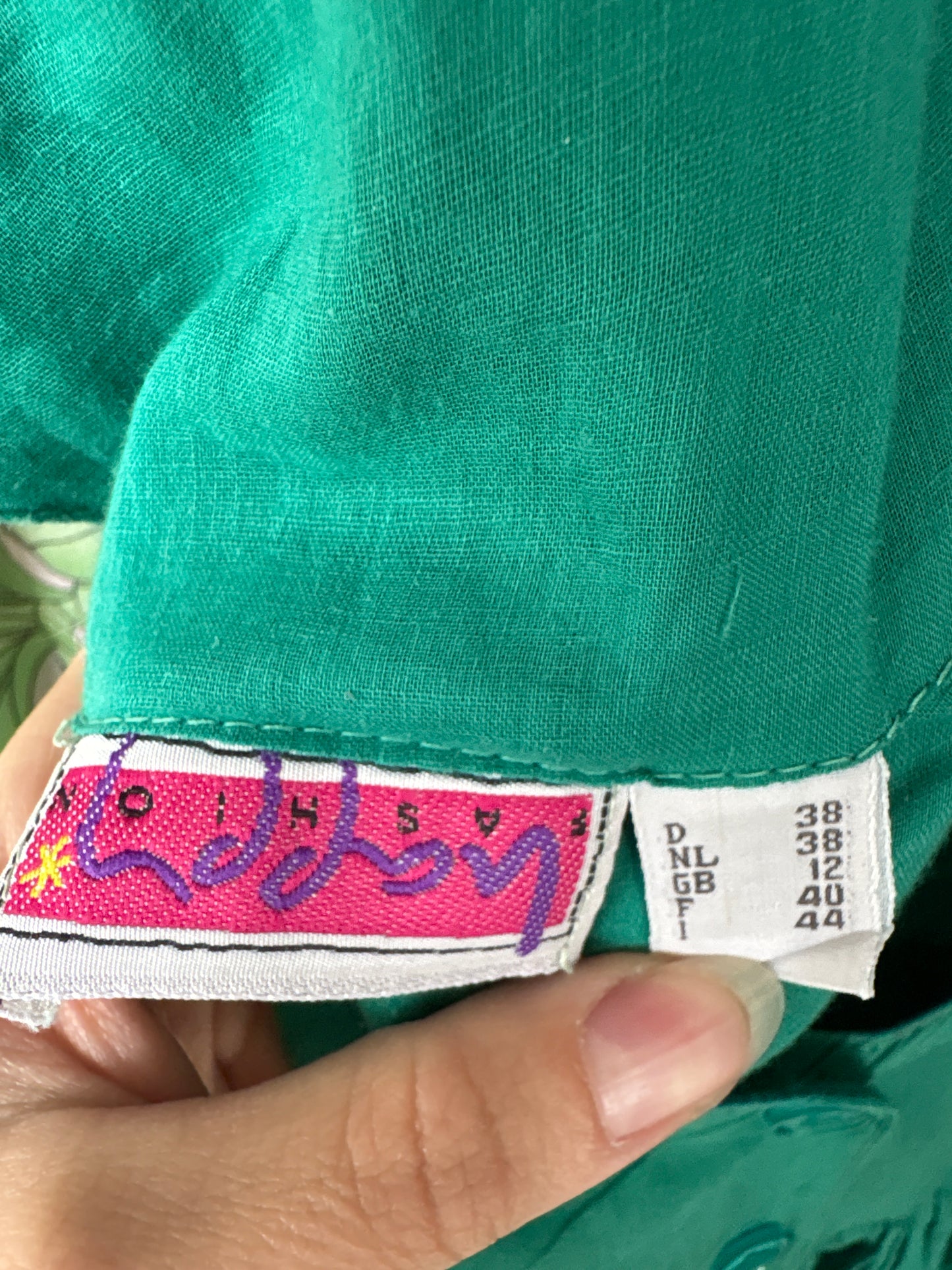 Rochie vintage maxi din pânză moale de bumbac emerald green cu broderie și decupaj