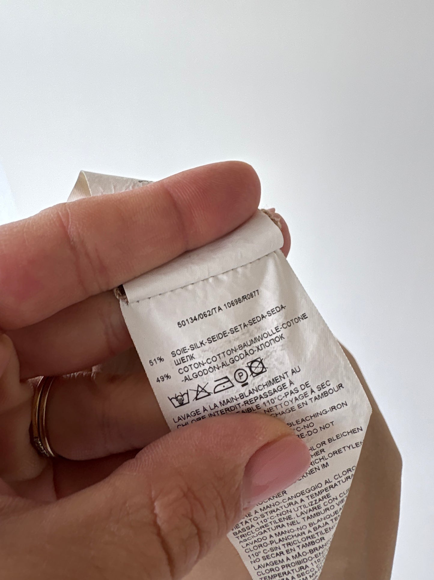 Fustă light bronze din mătase naturală și bumbac