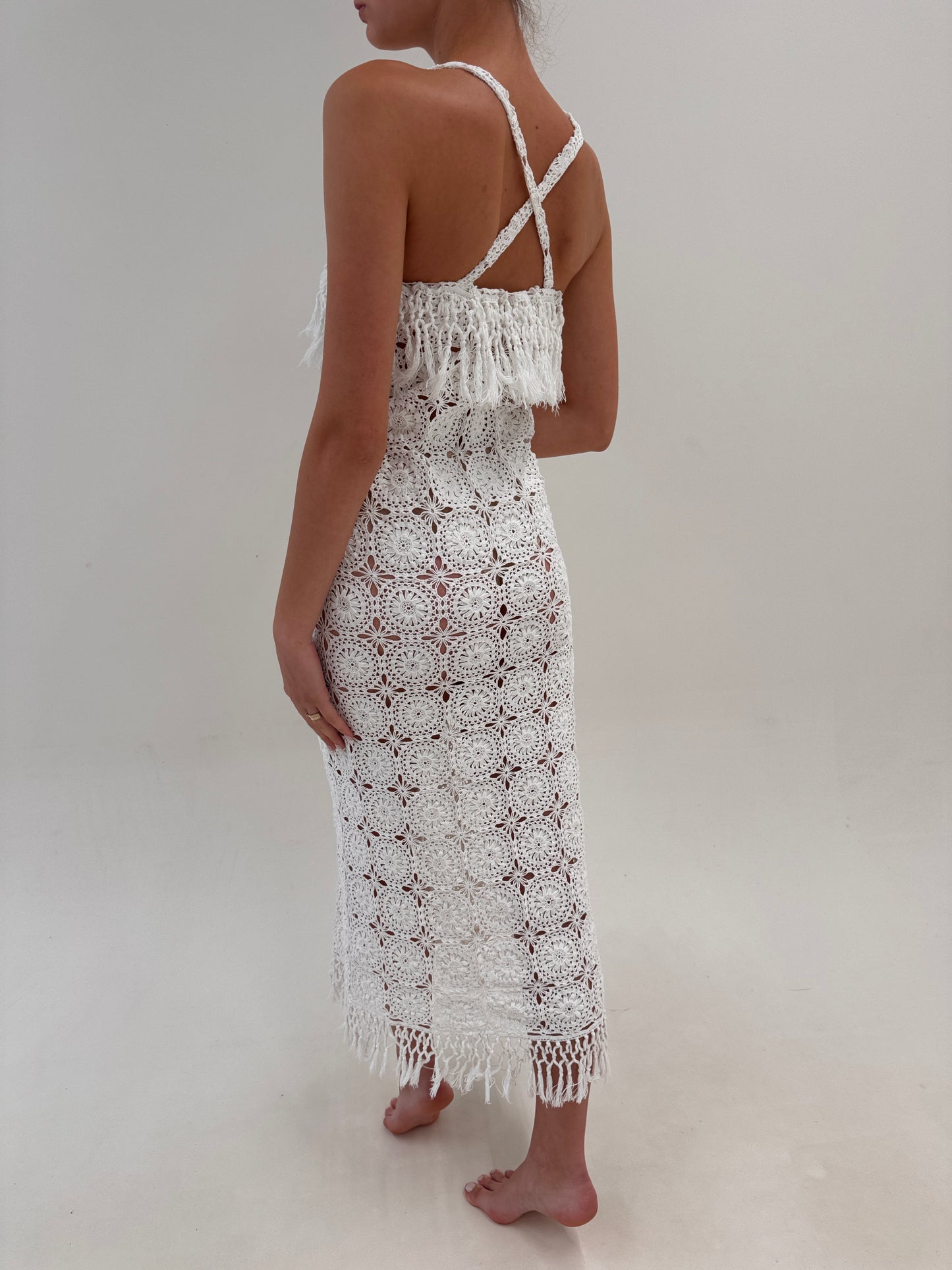 Rochie maxi spectaculoasă tall din macrame lucrat manual