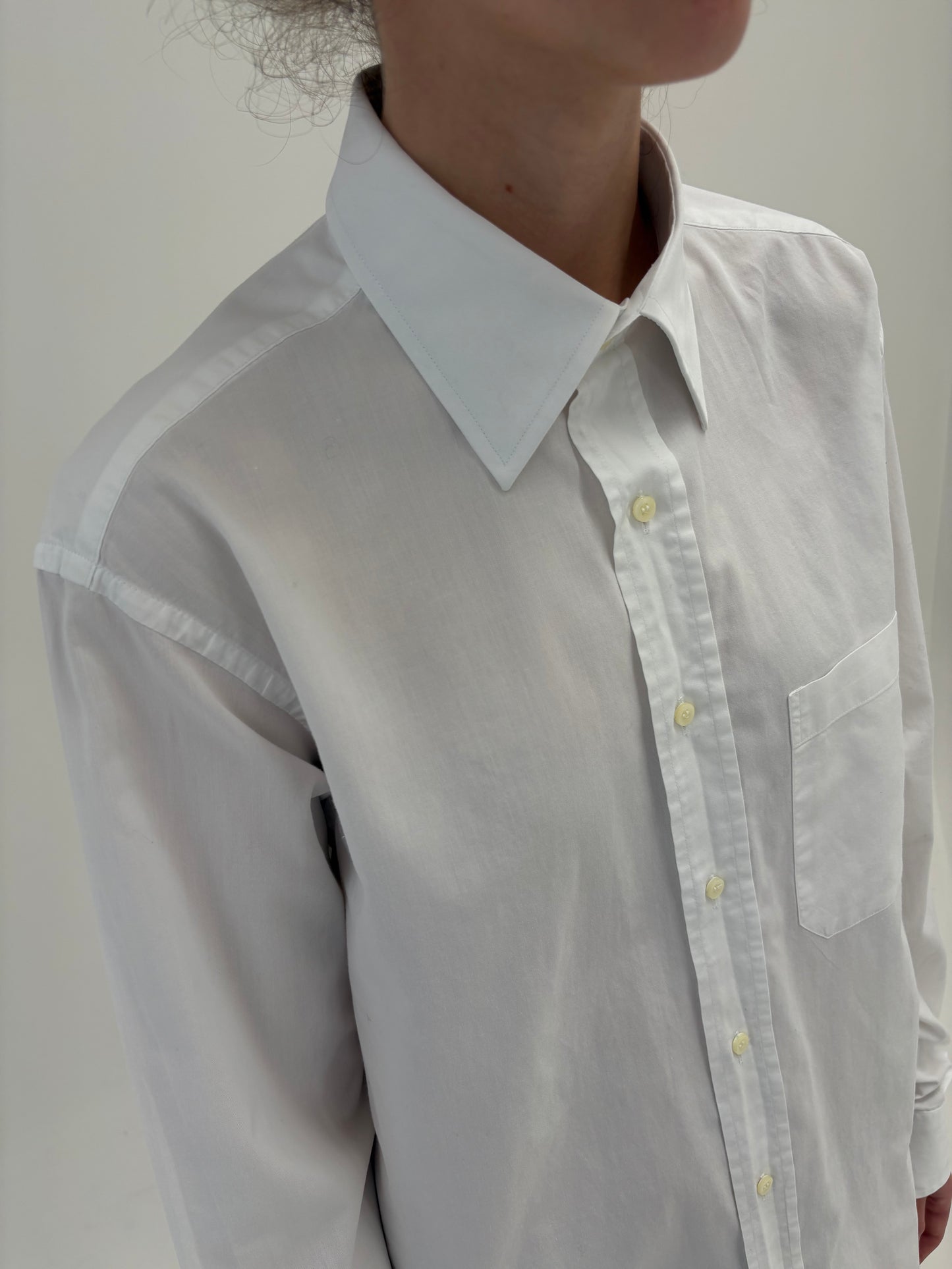 Cămașa premium italiană albă din poplin excepțional de bumbac