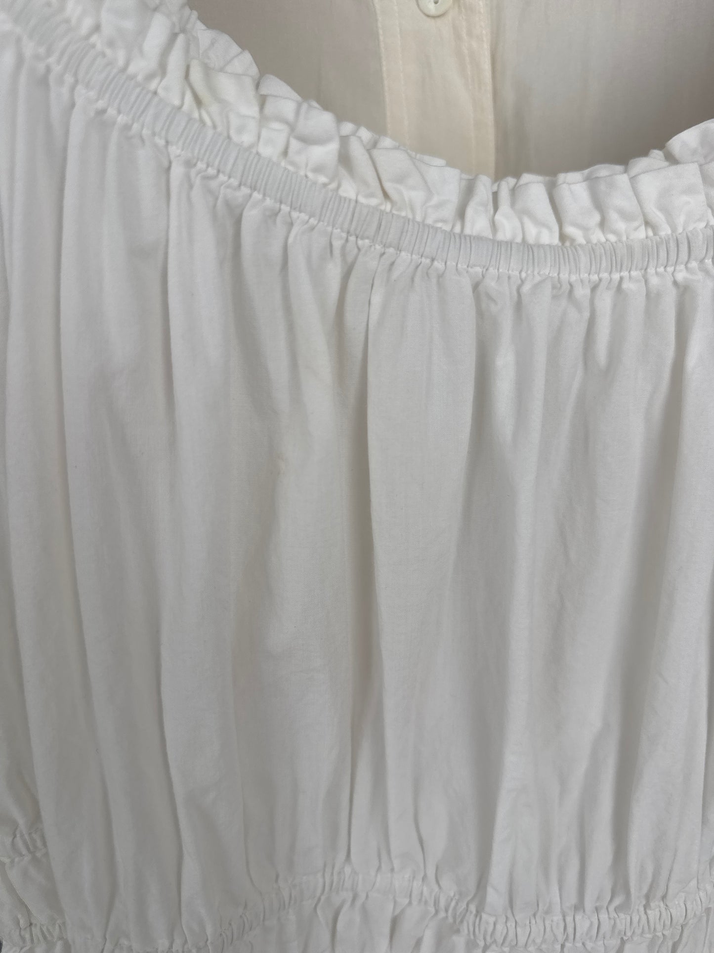 Rochie maxi din bumbac fin cu decolteu elastic și broderie anglaise