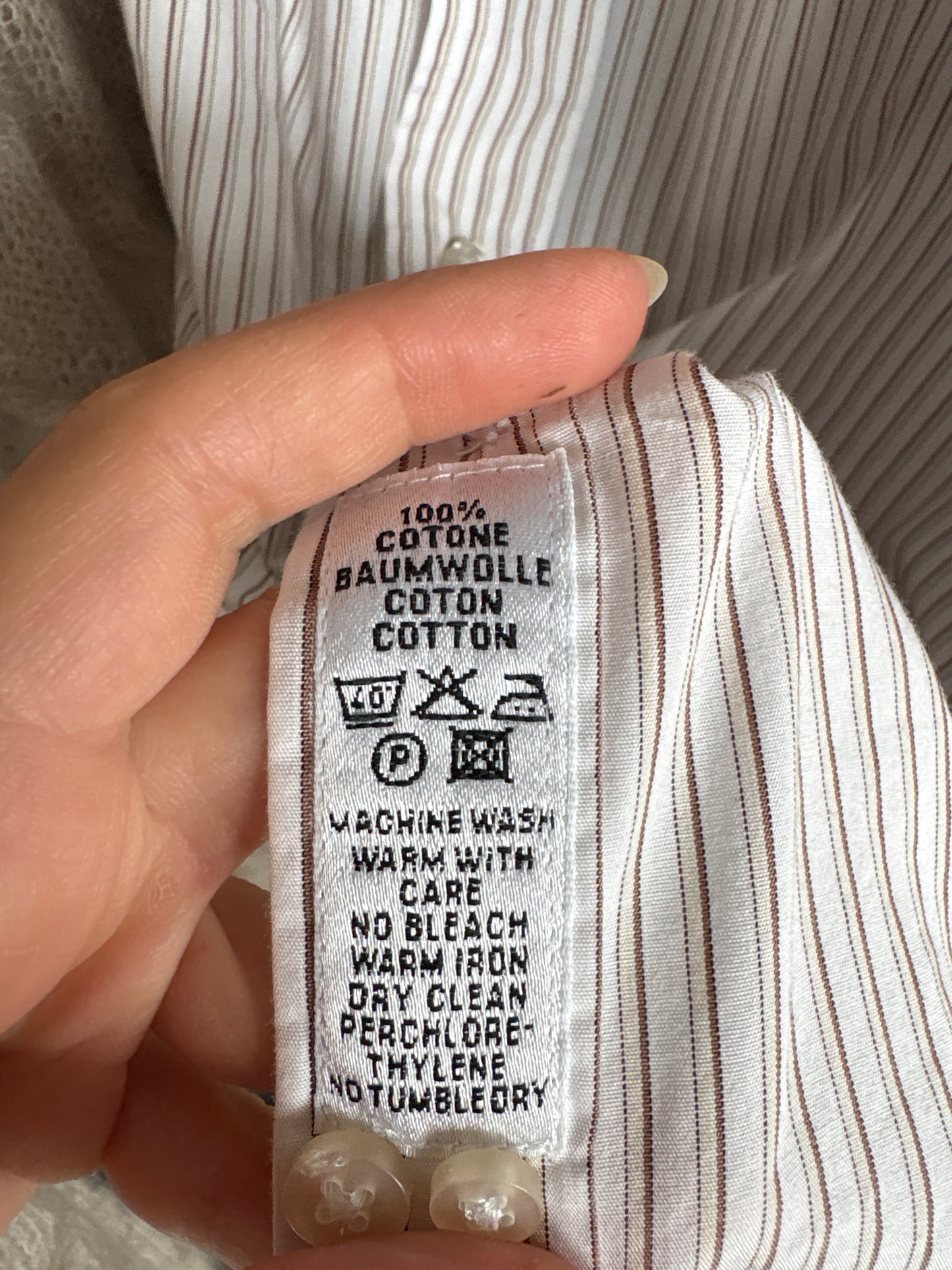 Cămașa de brand luxury Guy Laroche cu dungi fine verticale chocolate brown